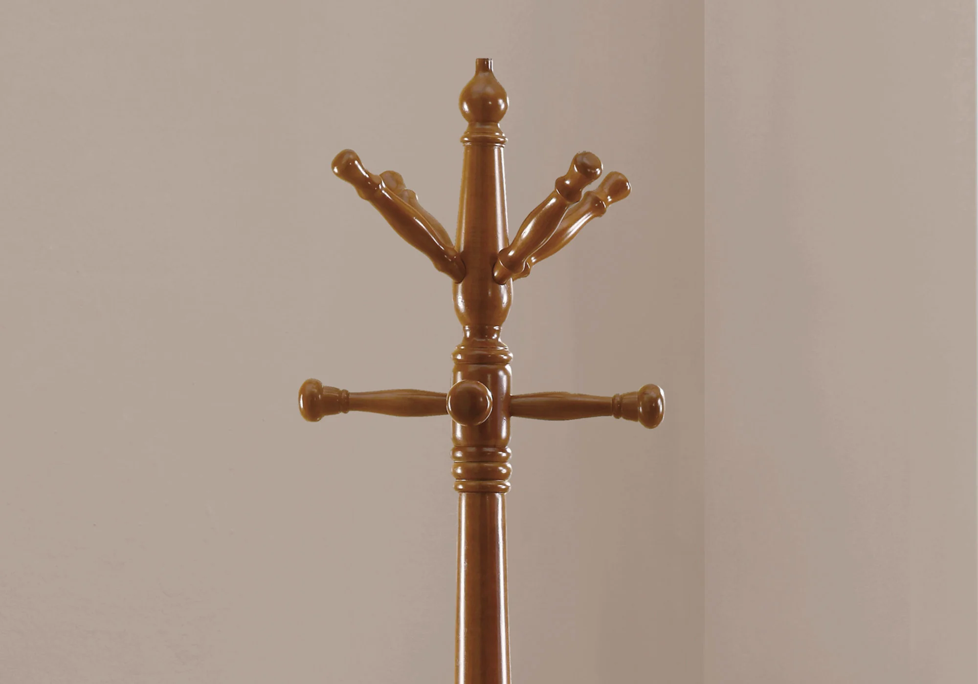 Oak Finish Coat Rack with Triple Tiered Coat Stand By Homeroots - Image 2