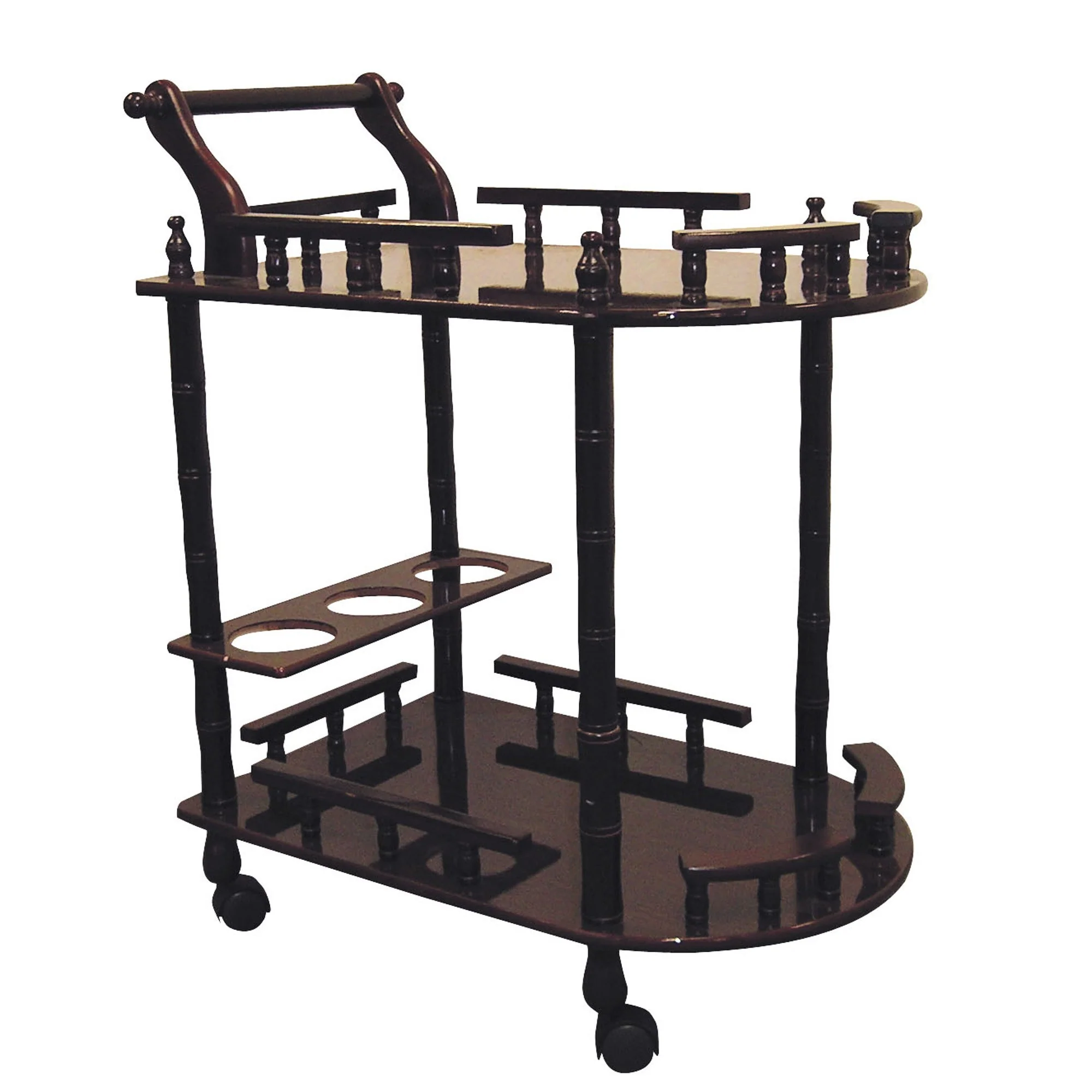 Oak Finish Rolling Wine Bar Cart By Homeroots - Image 6