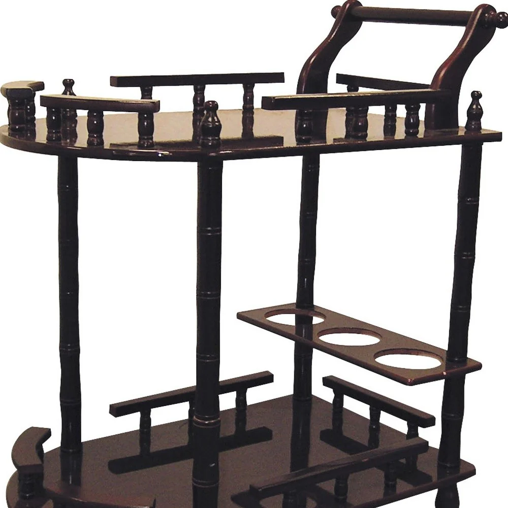 Oak Finish Rolling Wine Bar Cart By Homeroots - Image 7