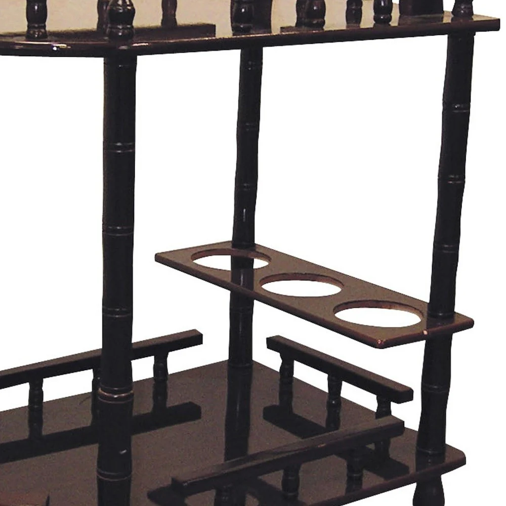 Oak Finish Rolling Wine Bar Cart By Homeroots - Image 8