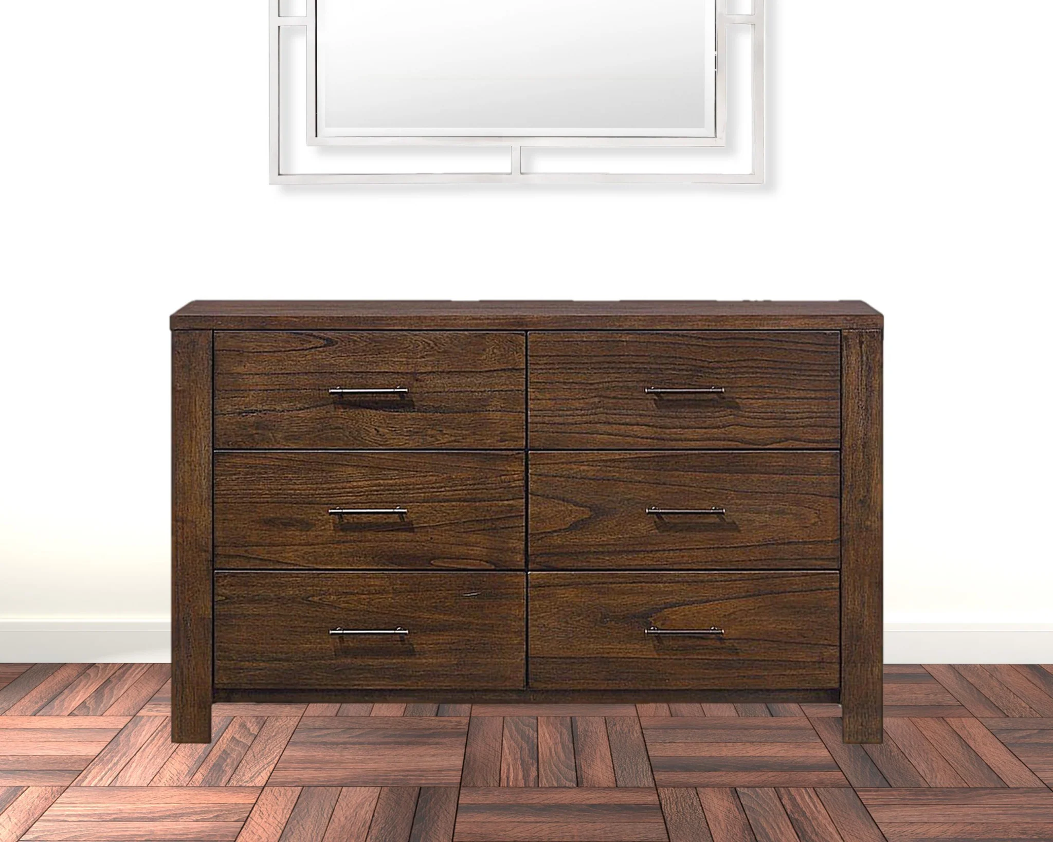 Oak Metal Dresser By Homeroots - Image 6
