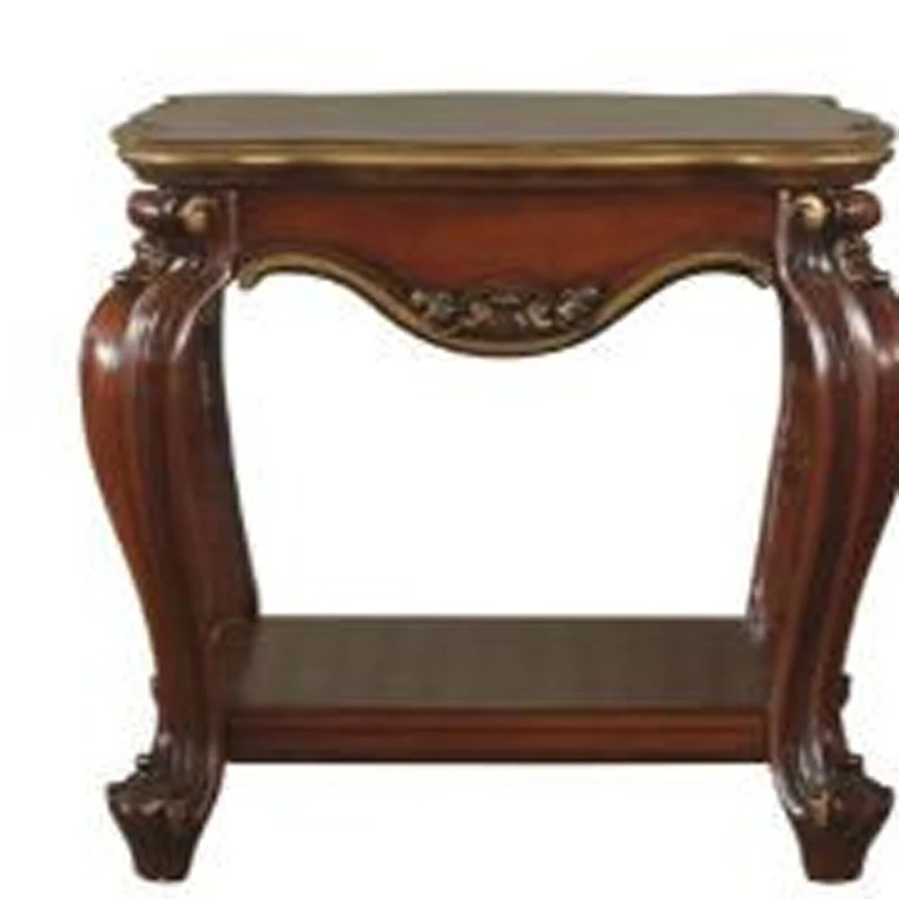 Oak Solid Wood Square End Table With Shelf By Homeroots - Image 3
