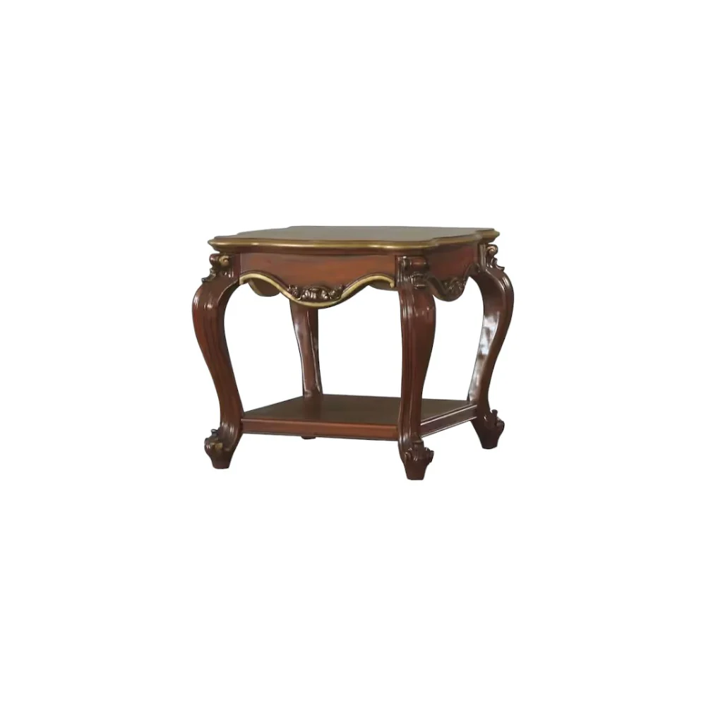 Oak Solid Wood Square End Table With Shelf By Homeroots - Image 4