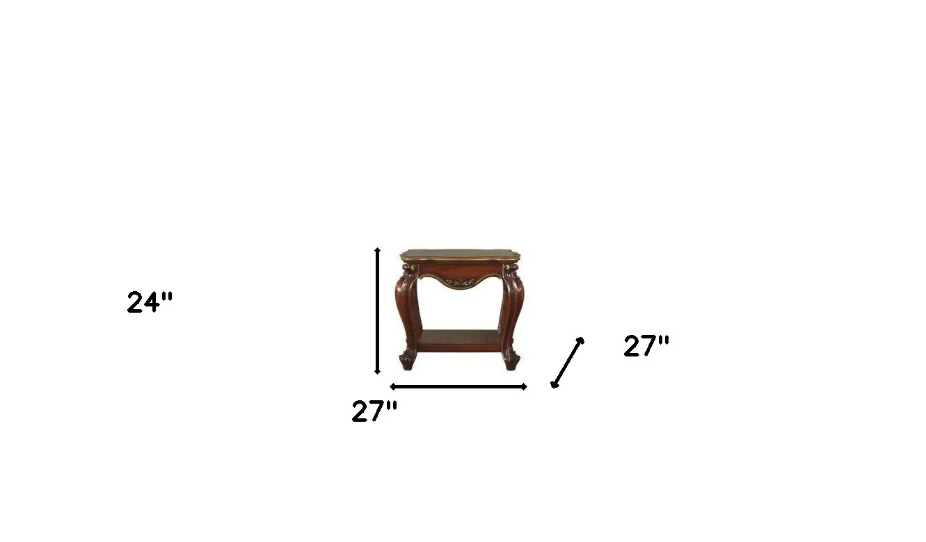 Oak Solid Wood Square End Table With Shelf By Homeroots - Image 6