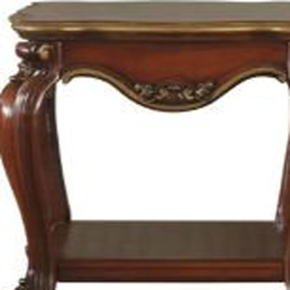 Oak Solid Wood Square End Table With Shelf By Homeroots - Image 7