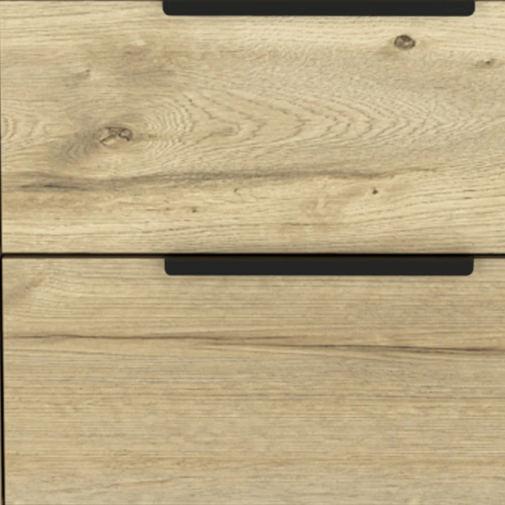 Oak Two Drawer Faux Wood Nightstand By Homeroots - Image 6