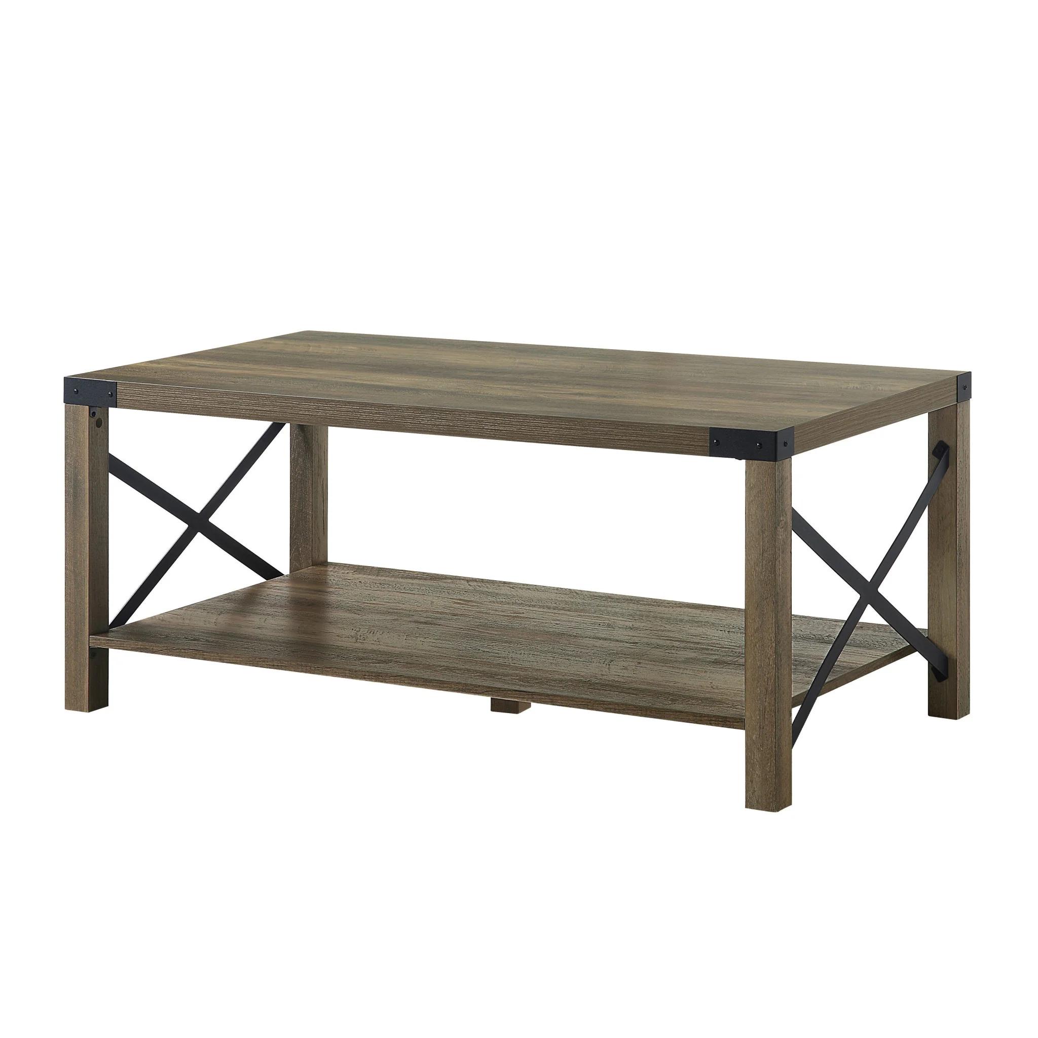Oak Wood Coffee Table With Shelf By Homeroots - Image 2