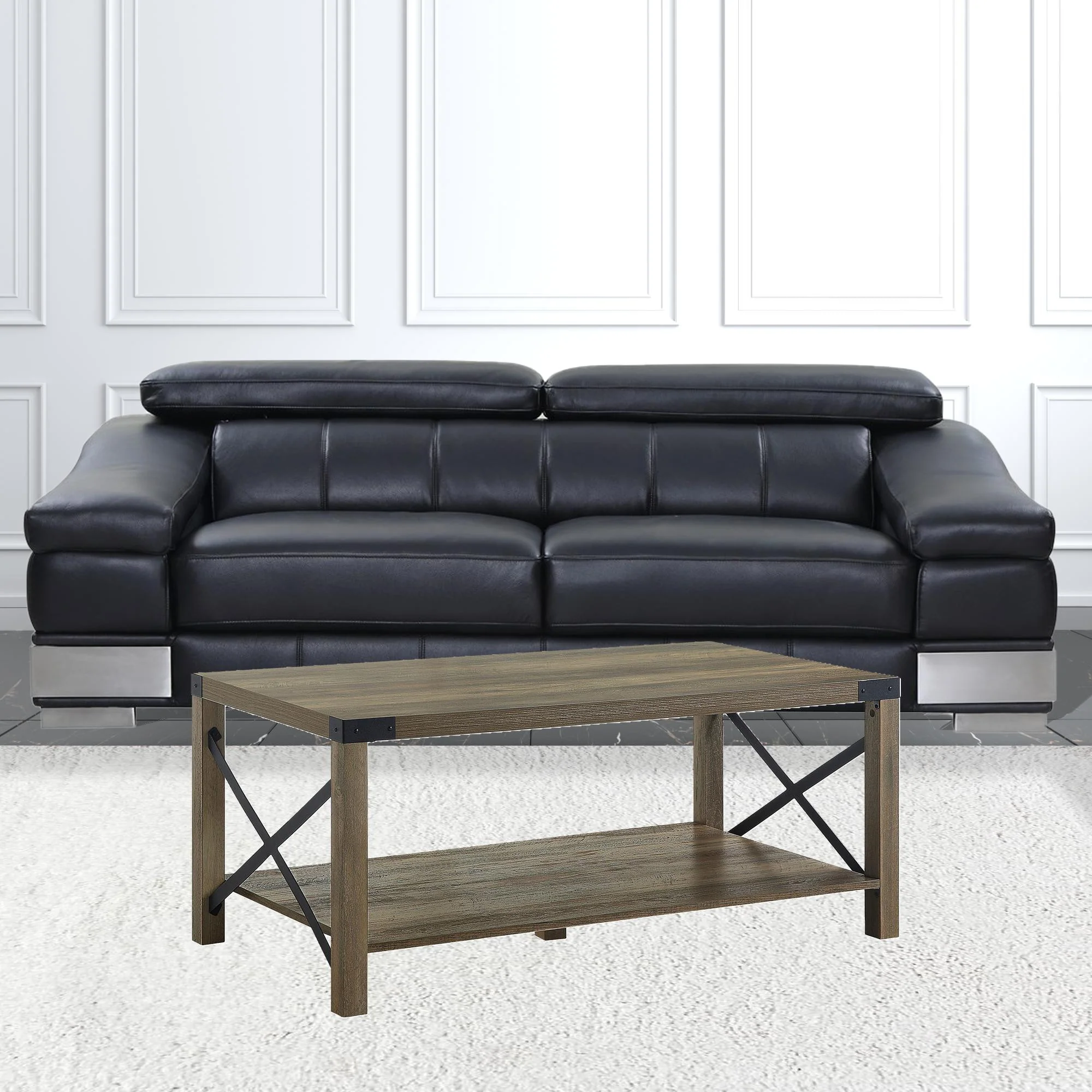 Oak Wood Coffee Table With Shelf By Homeroots - Image 3