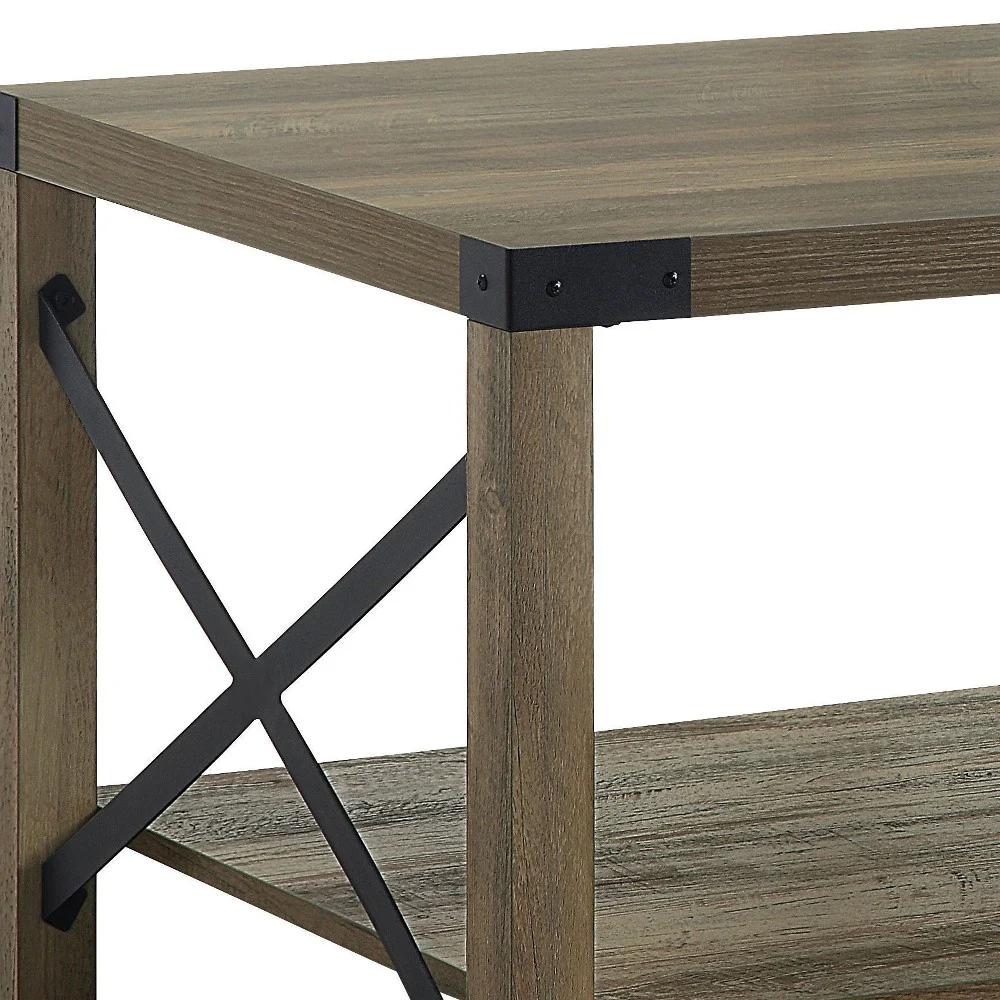 Oak Wood Coffee Table With Shelf By Homeroots - Image 5