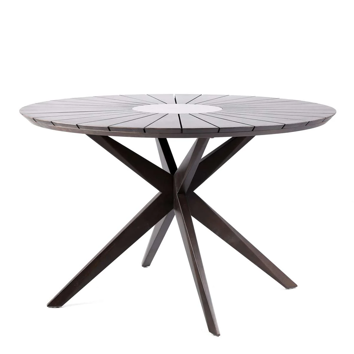Oasis Outdoor Light Eucalyptus Wood and Concrete Round Dining Table By Armen Living - Image 9