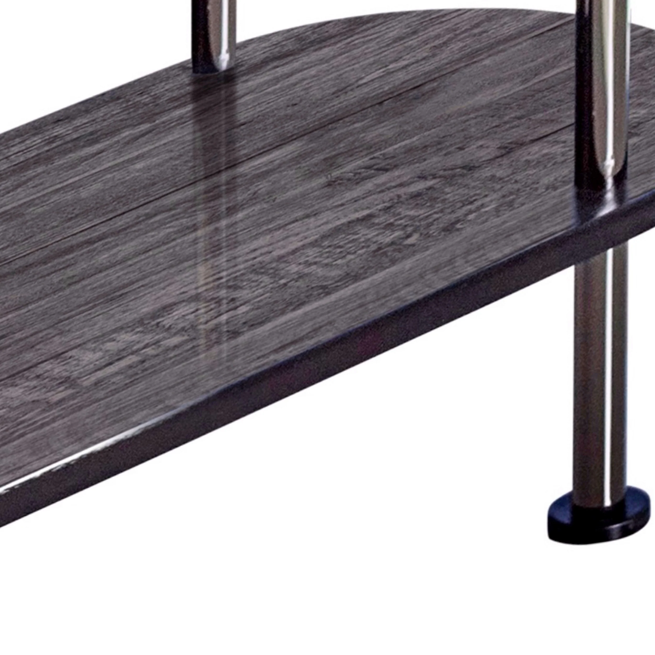 Oblong Shape Metal Bar Unit With Stemware Rack Gray And Chrome By Benzara - Image 3