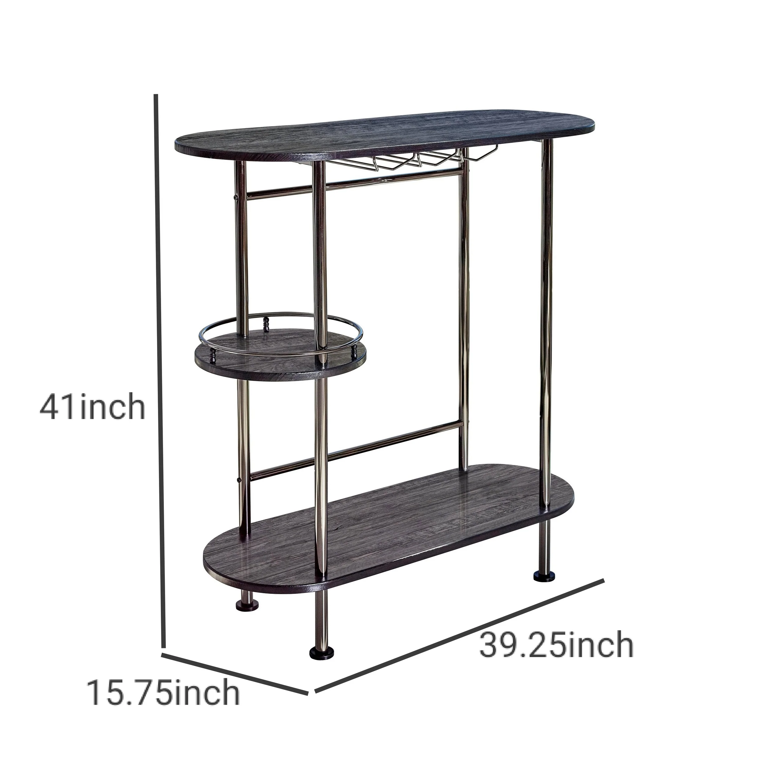 Oblong Shape Metal Bar Unit With Stemware Rack Gray And Chrome By Benzara - Image 5