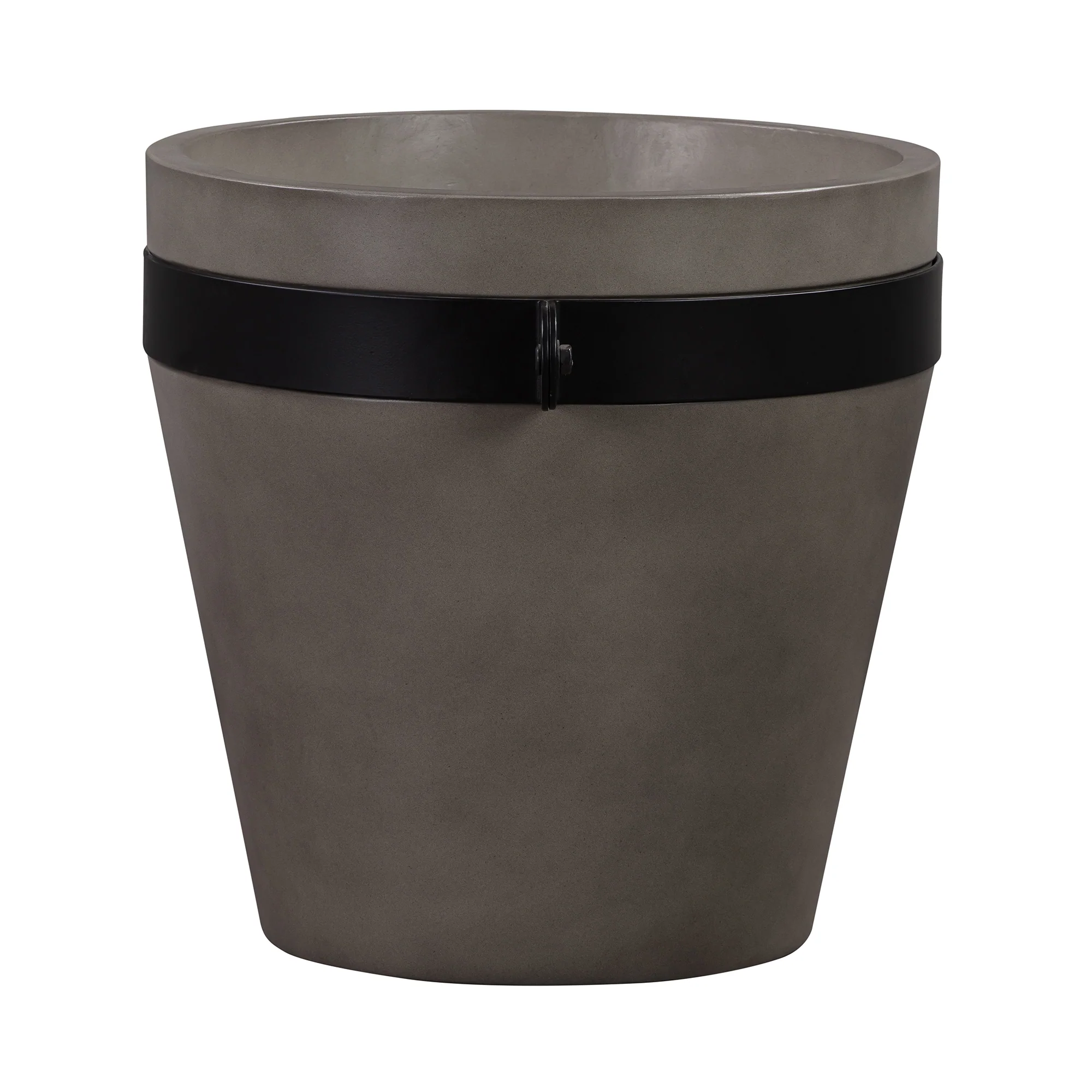 Obsidian Medium Indoor or Outdoor Planter in Grey Concrete with Black Accent By Armen Living - Image 2