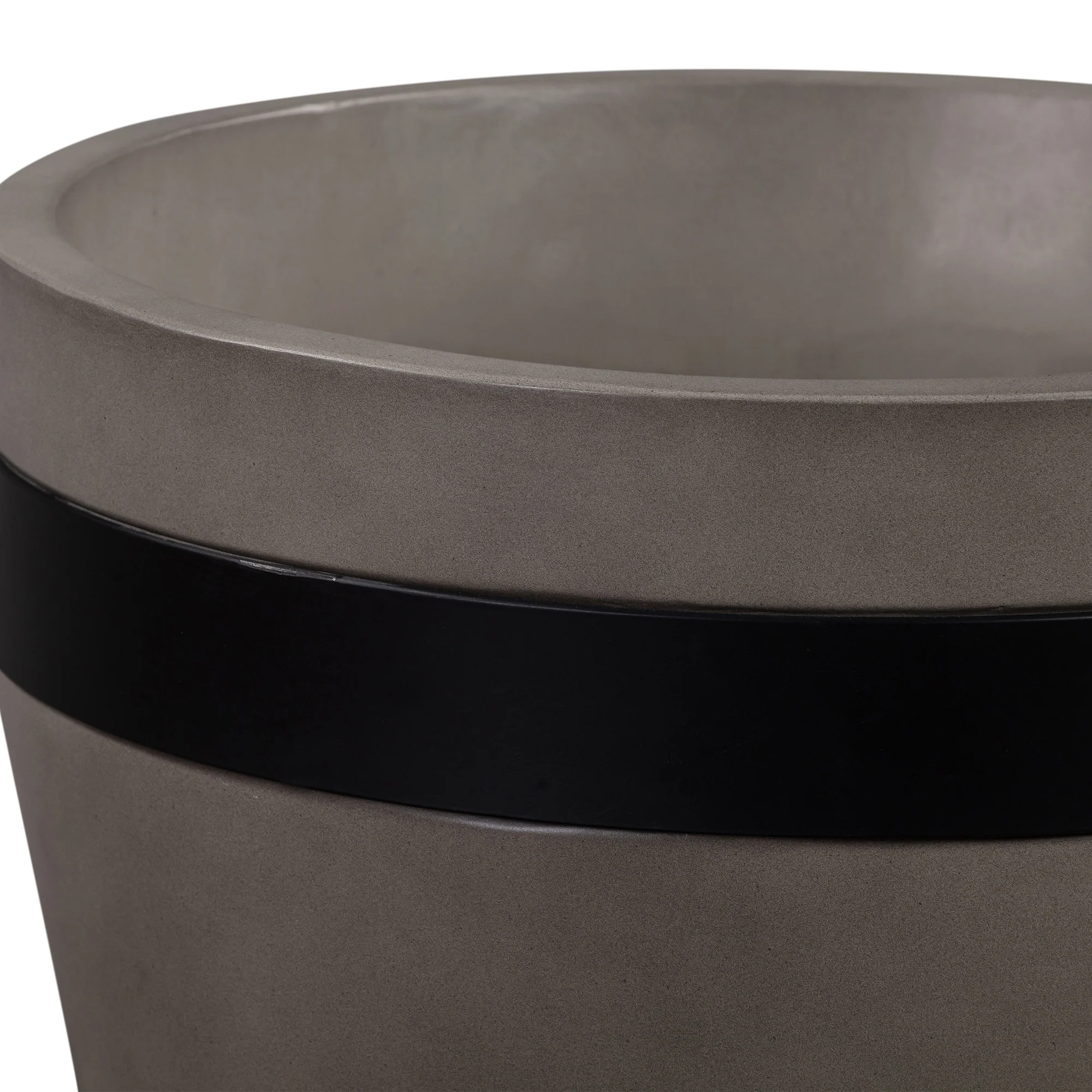 Obsidian Medium Indoor or Outdoor Planter in Grey Concrete with Black Accent By Armen Living - Image 5