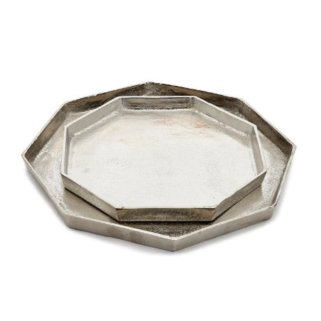 Octagon Silver Tray Set Of 4 By Tozai Home - Image 3