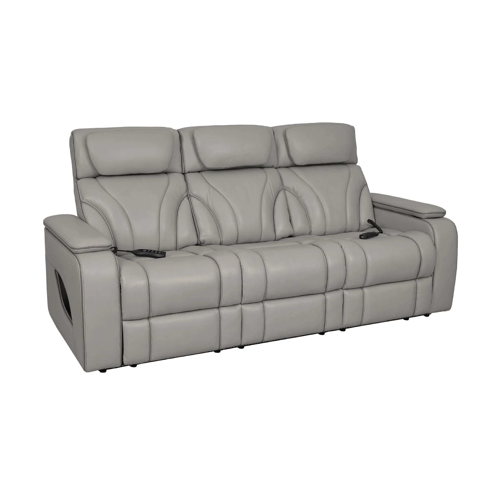 Octavia 86" Zero Gravity Power Reclining Sofa with Heat and Massage in Silver and Gray Leather By Armen Living - Image 6