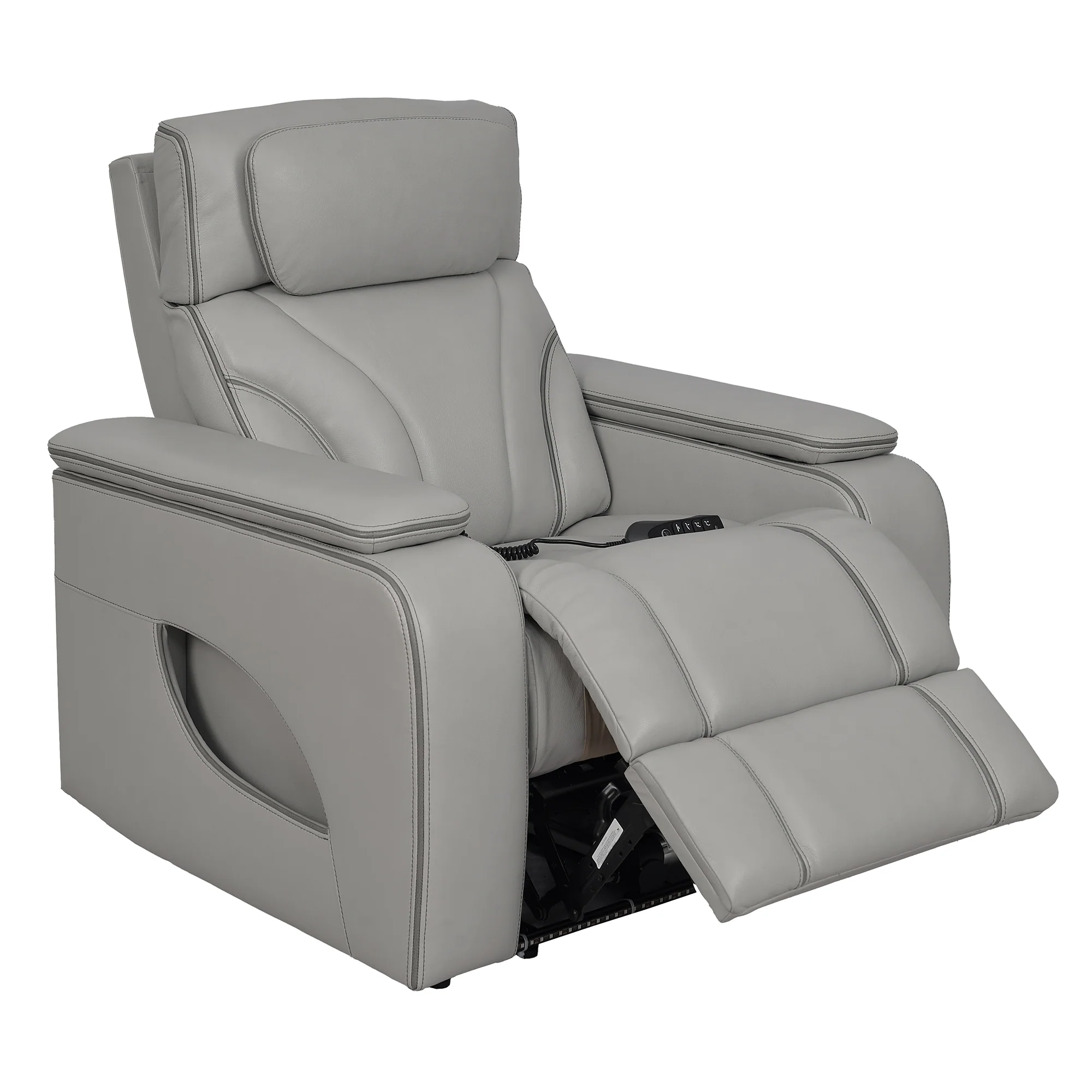 Octavia Zero Gravity Power Recliner with Heat and Massage in Silver and Gray Leather By Armen Living - Image 11