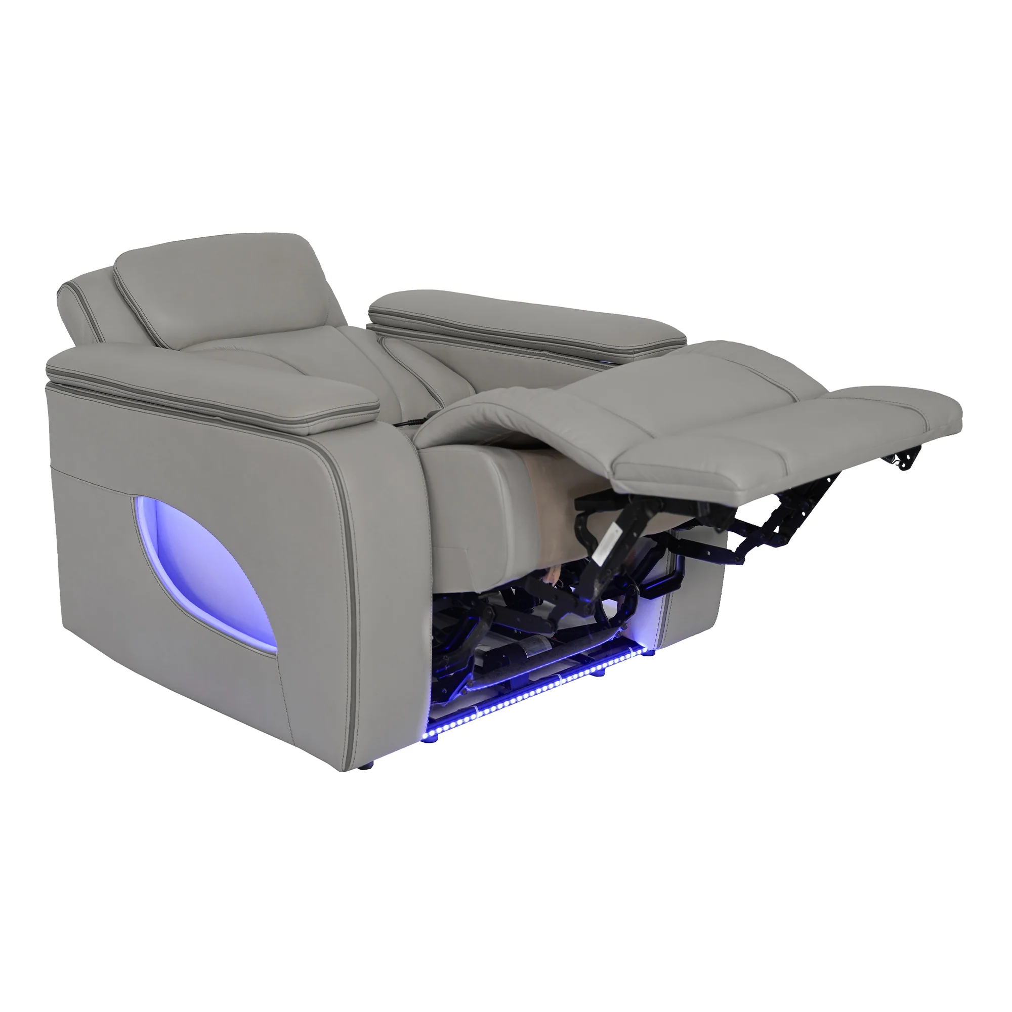 Octavia Zero Gravity Power Recliner with Heat and Massage in Silver and Gray Leather By Armen Living - Image 6