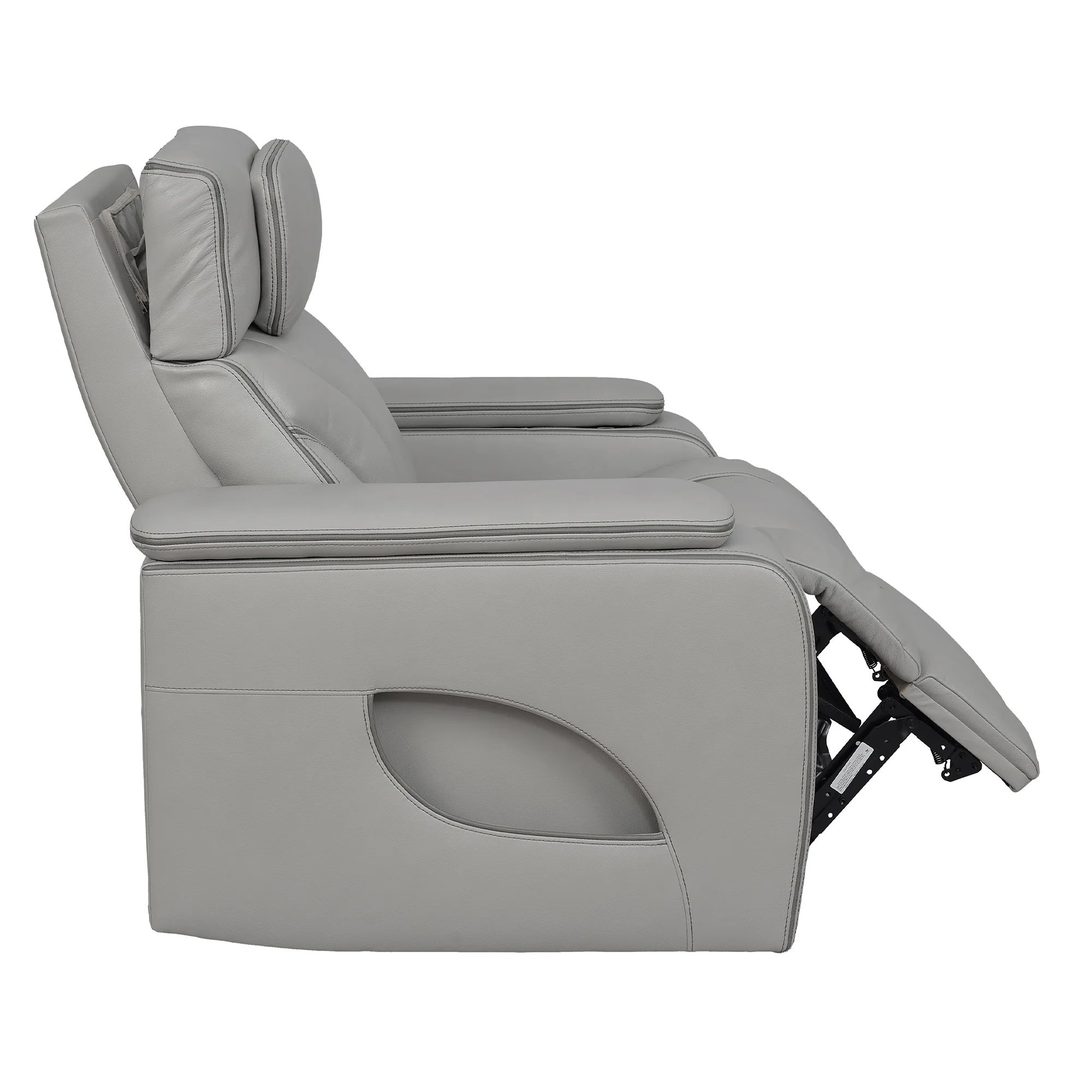Octavia Zero Gravity Power Recliner with Heat and Massage in Silver and Gray Leather By Armen Living - Image 8