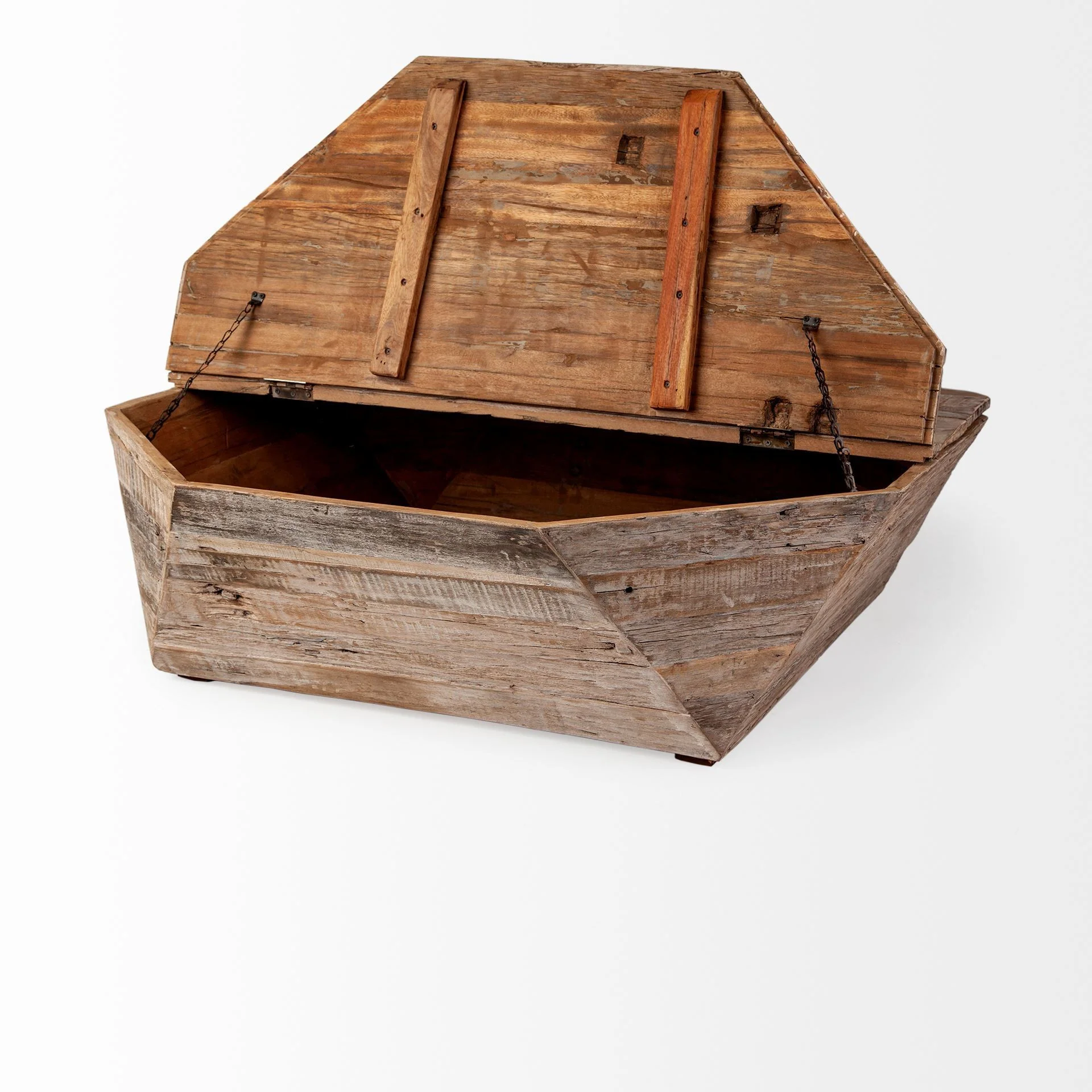 Octogan Solid Wood Hinged Top Coffee Table w Storage By Homeroots - Image 2
