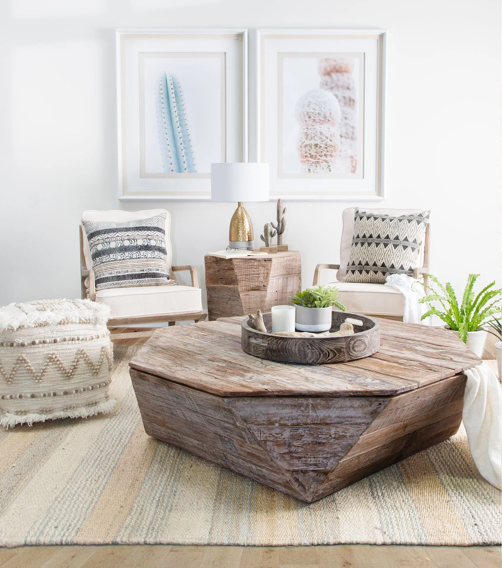 Octogan Solid Wood Hinged Top Coffee Table w Storage By Homeroots - Image 6