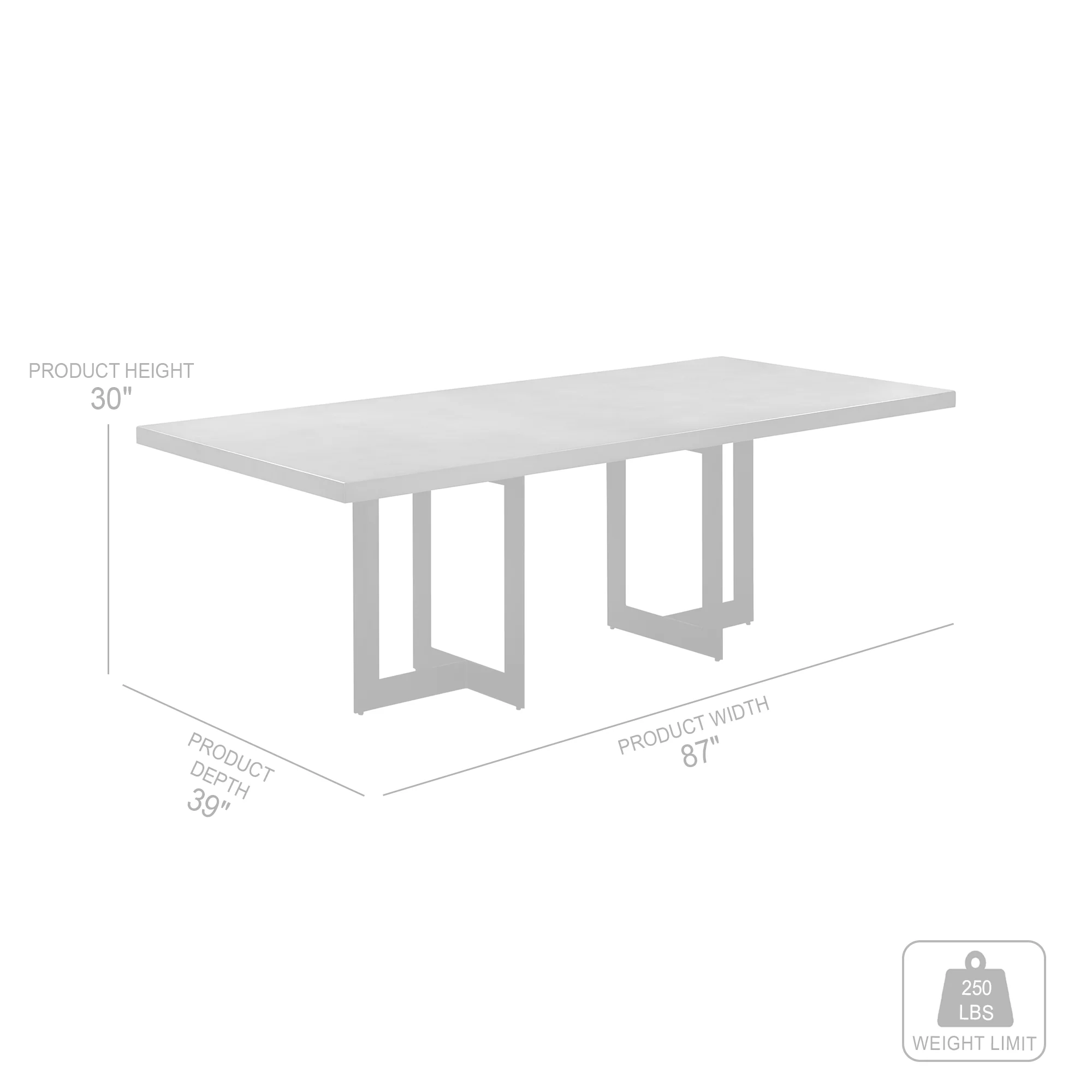 Odet Rectangular 87" Dining Table in Concrete and Black Metal By Armen Living - Image 8