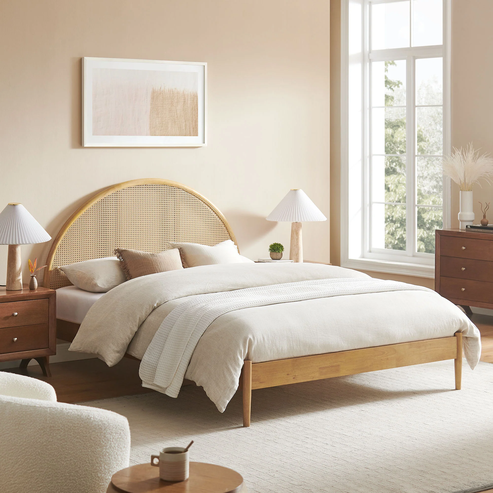 Odette Queen Arched Rattan Cane Platform Bed by Modway - Image 18
