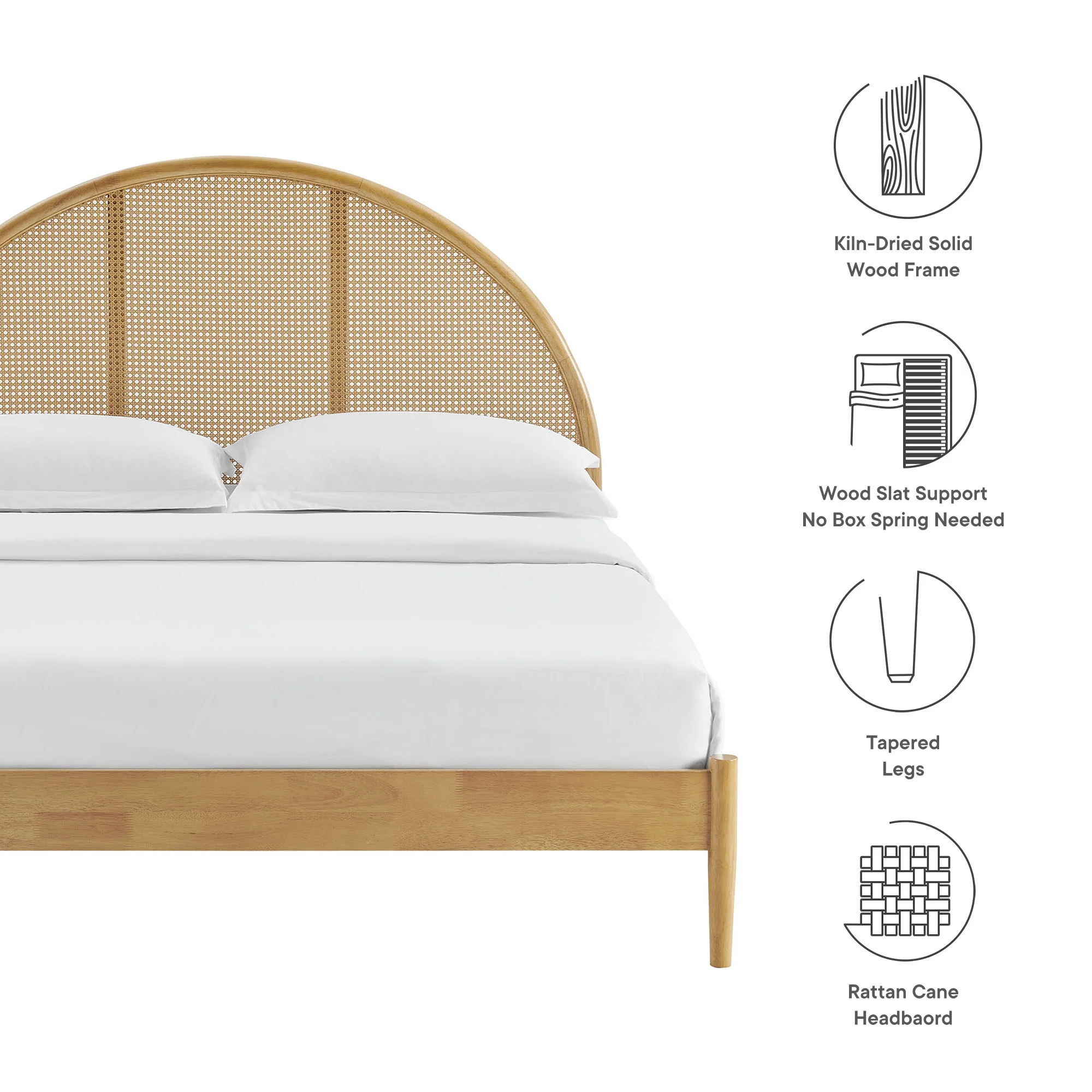 Odette Queen Arched Rattan Cane Platform Bed by Modway - Image 19