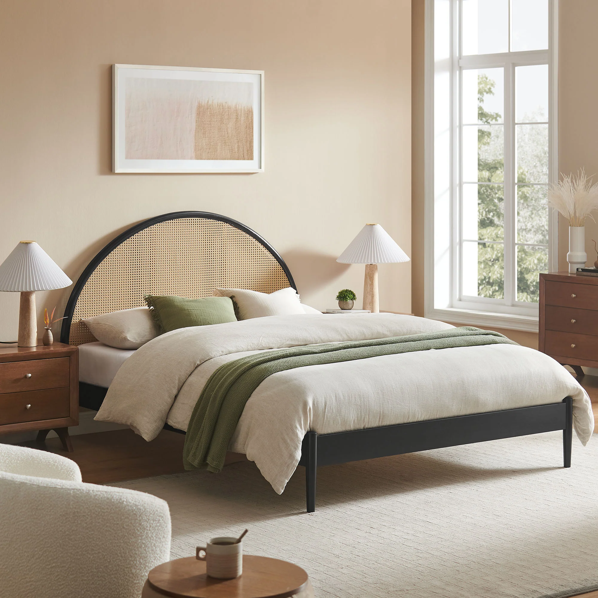 Odette Queen Arched Rattan Cane Platform Bed by Modway - Image 8