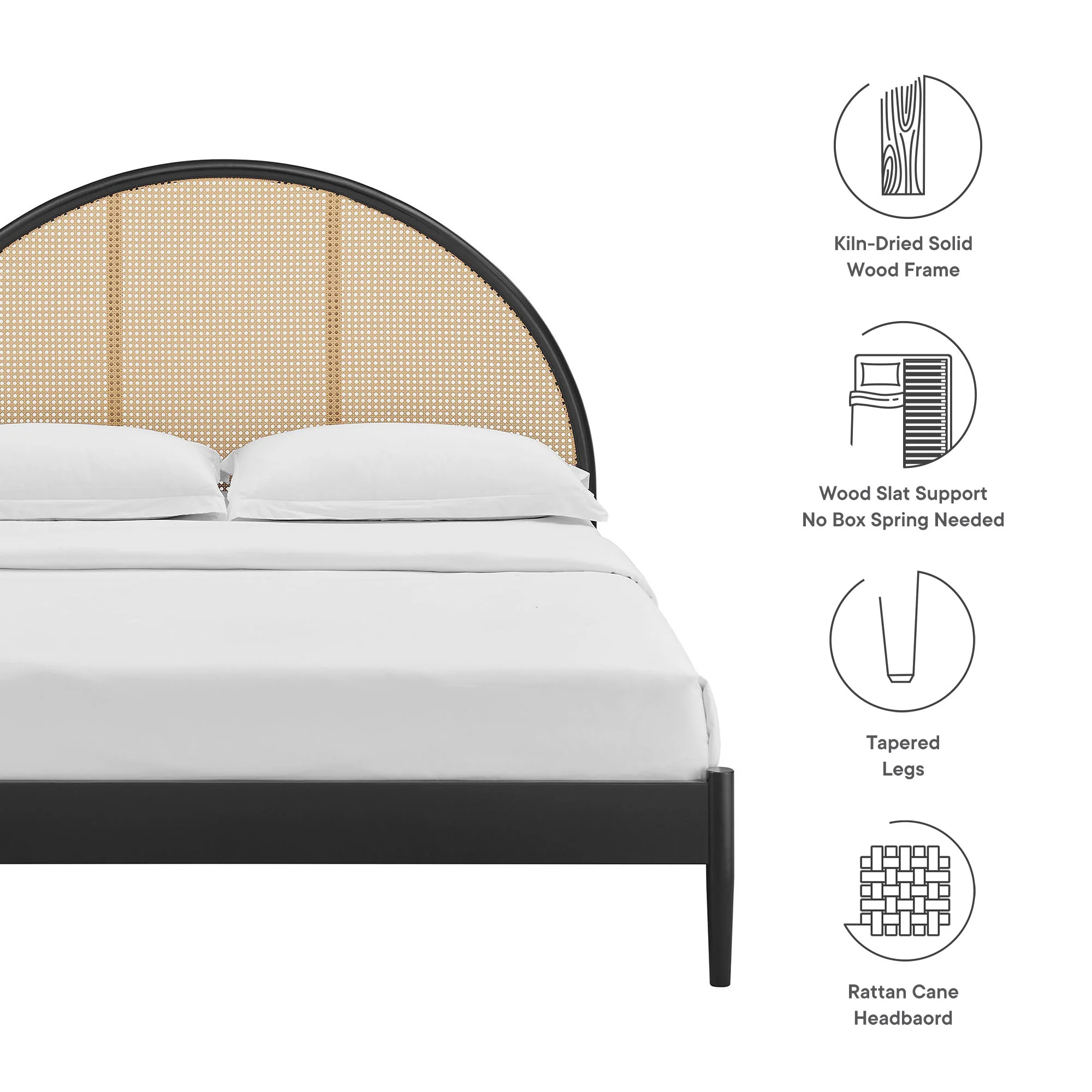 Odette Queen Arched Rattan Cane Platform Bed by Modway - Image 9