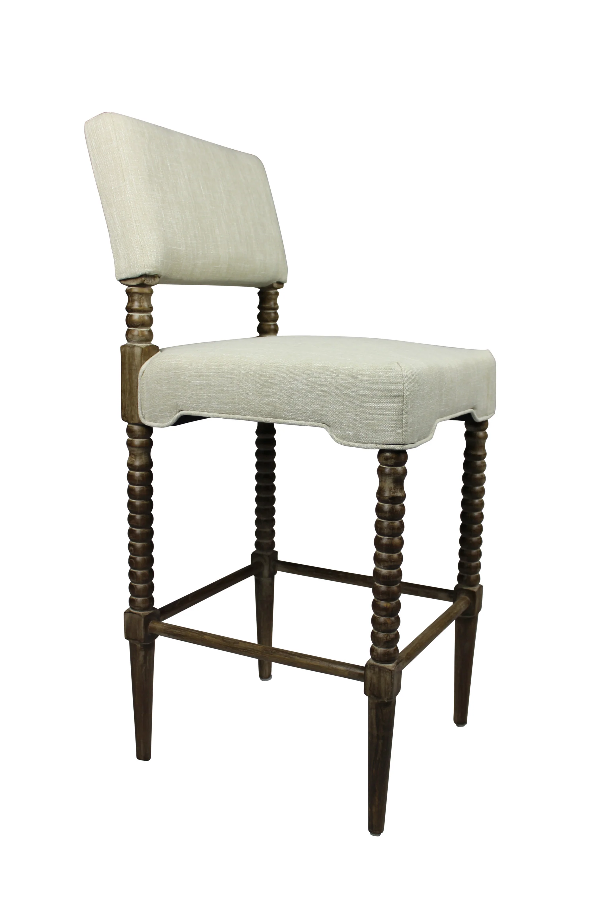 Off White And Brown Solid Wood Bar Height Bar Chair By Homeroots - Image 2