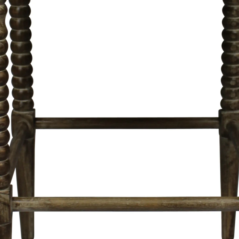 Off White And Brown Solid Wood Bar Height Bar Chair By Homeroots - Image 4