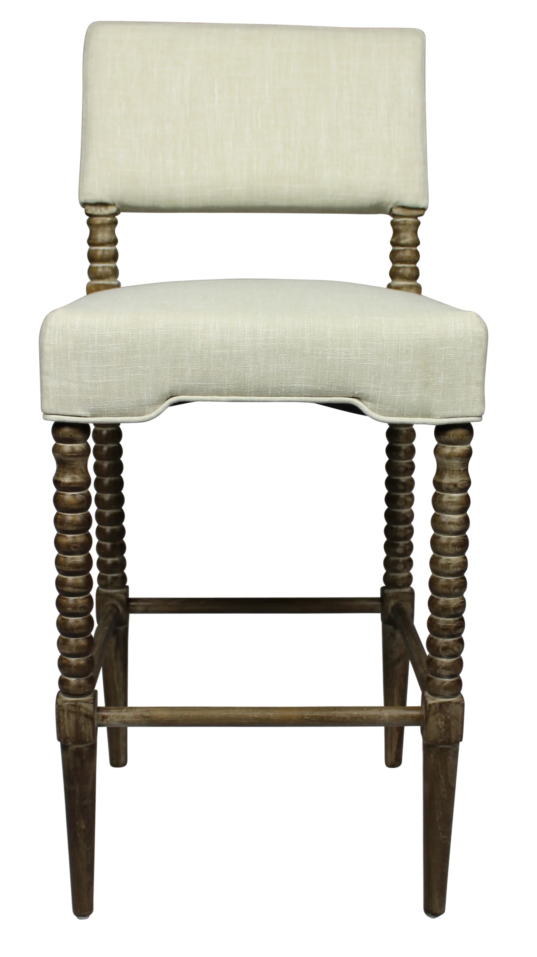 Off White And Brown Solid Wood Bar Height Bar Chair By Homeroots - Image 6