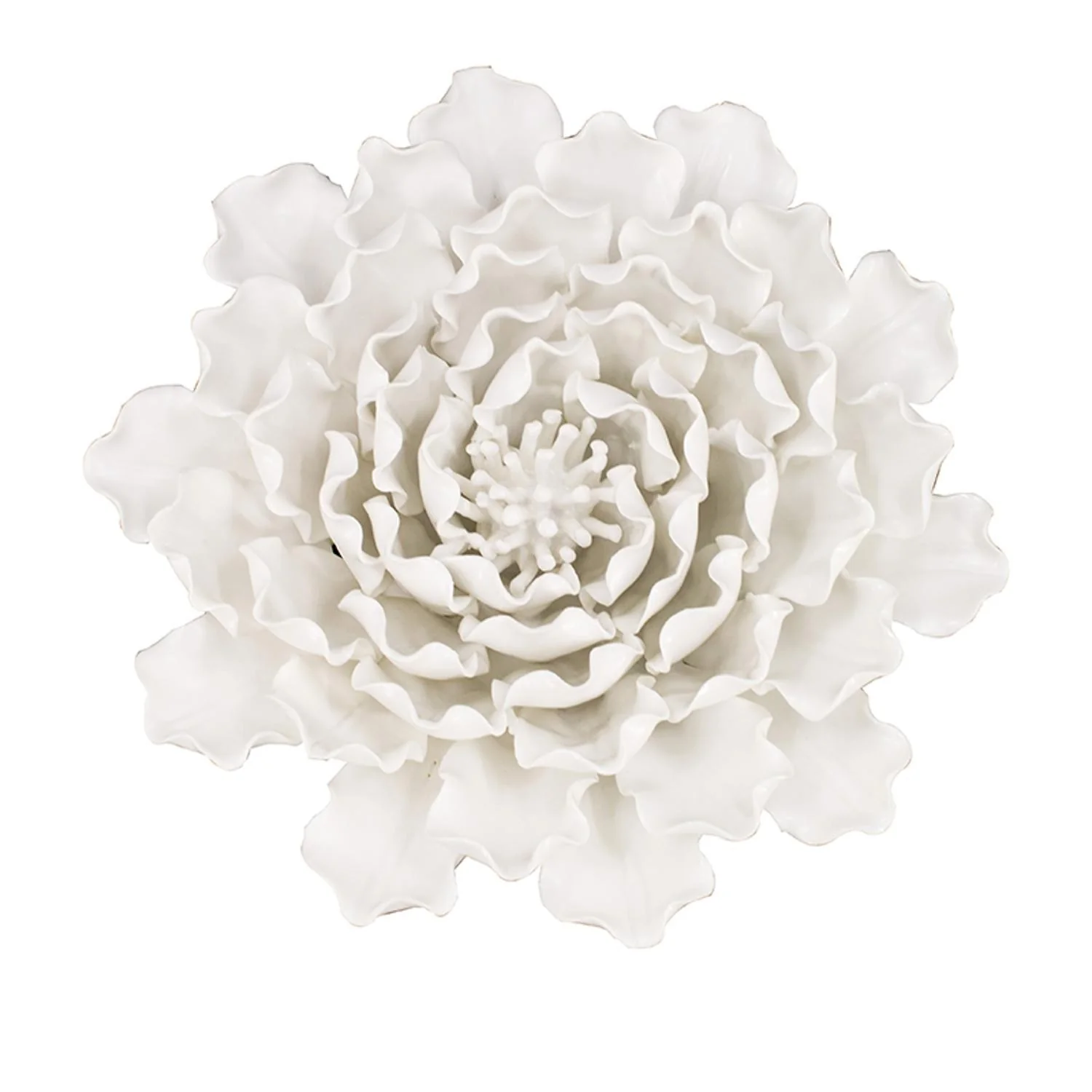 Off White Ceramic Novelty Hanging Dimensional Sculpture By Homeroots - Image 2