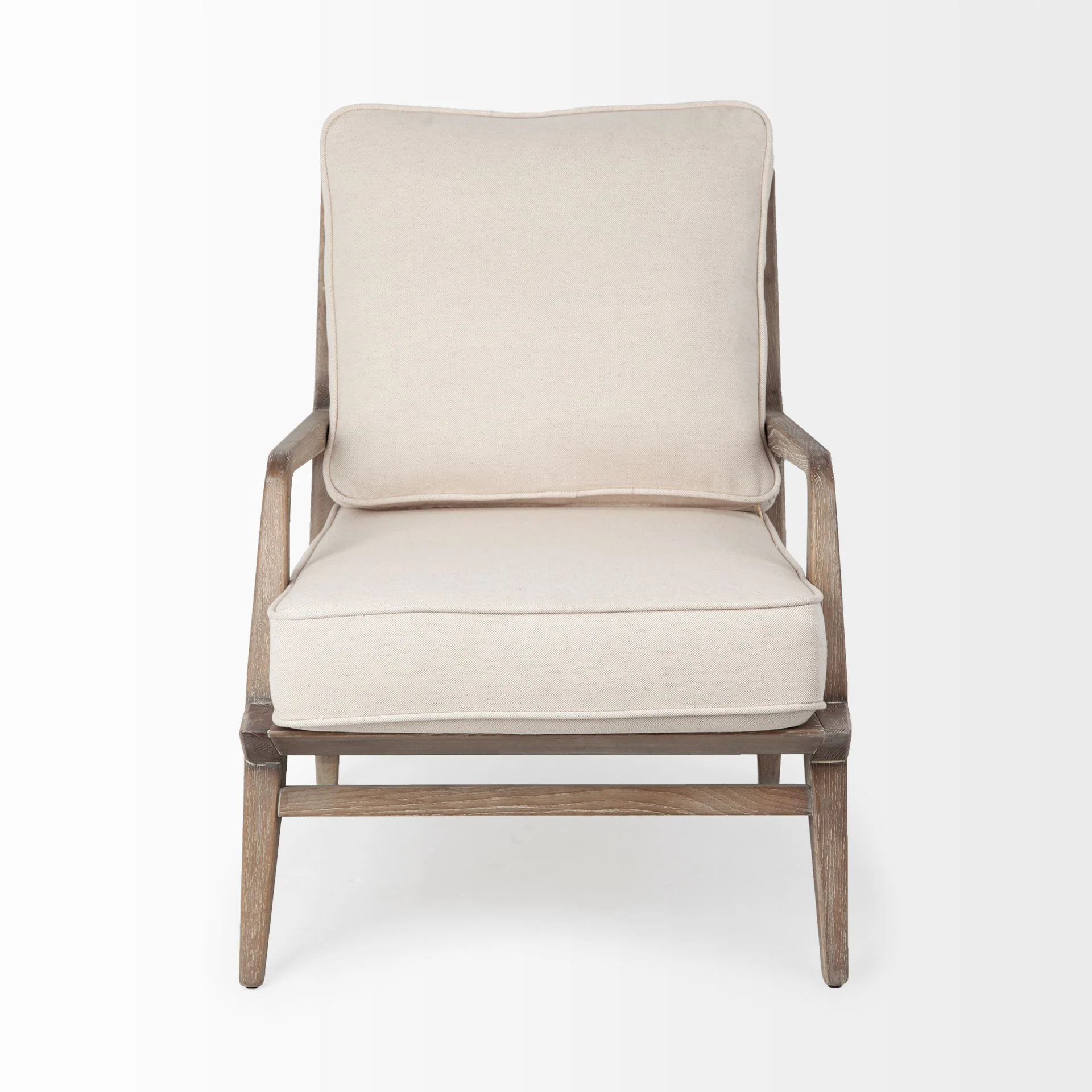 Off White Fabric Seat Accent Chair with Ash Wood Frame By Homeroots - Image 2