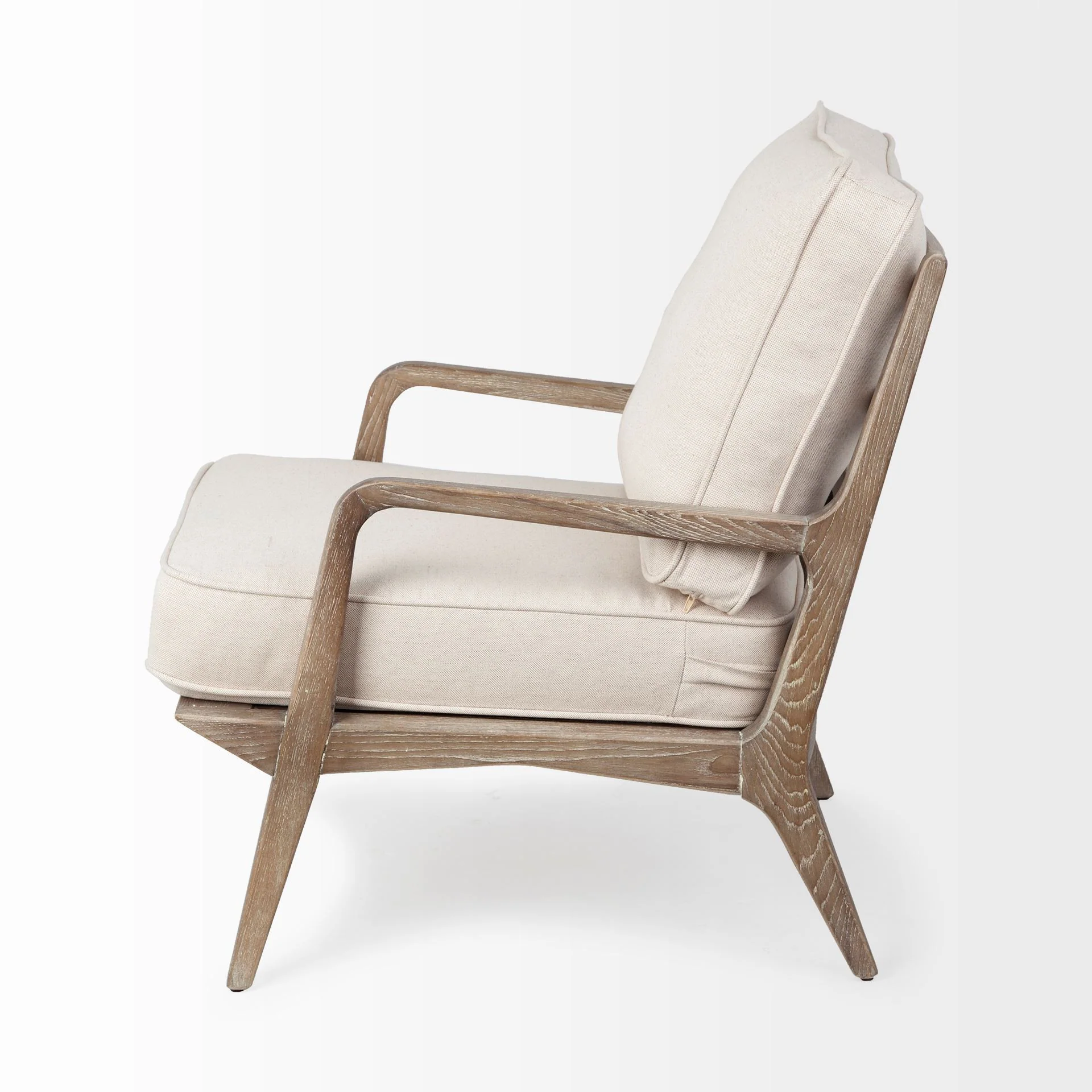 Off White Fabric Seat Accent Chair with Ash Wood Frame By Homeroots - Image 3