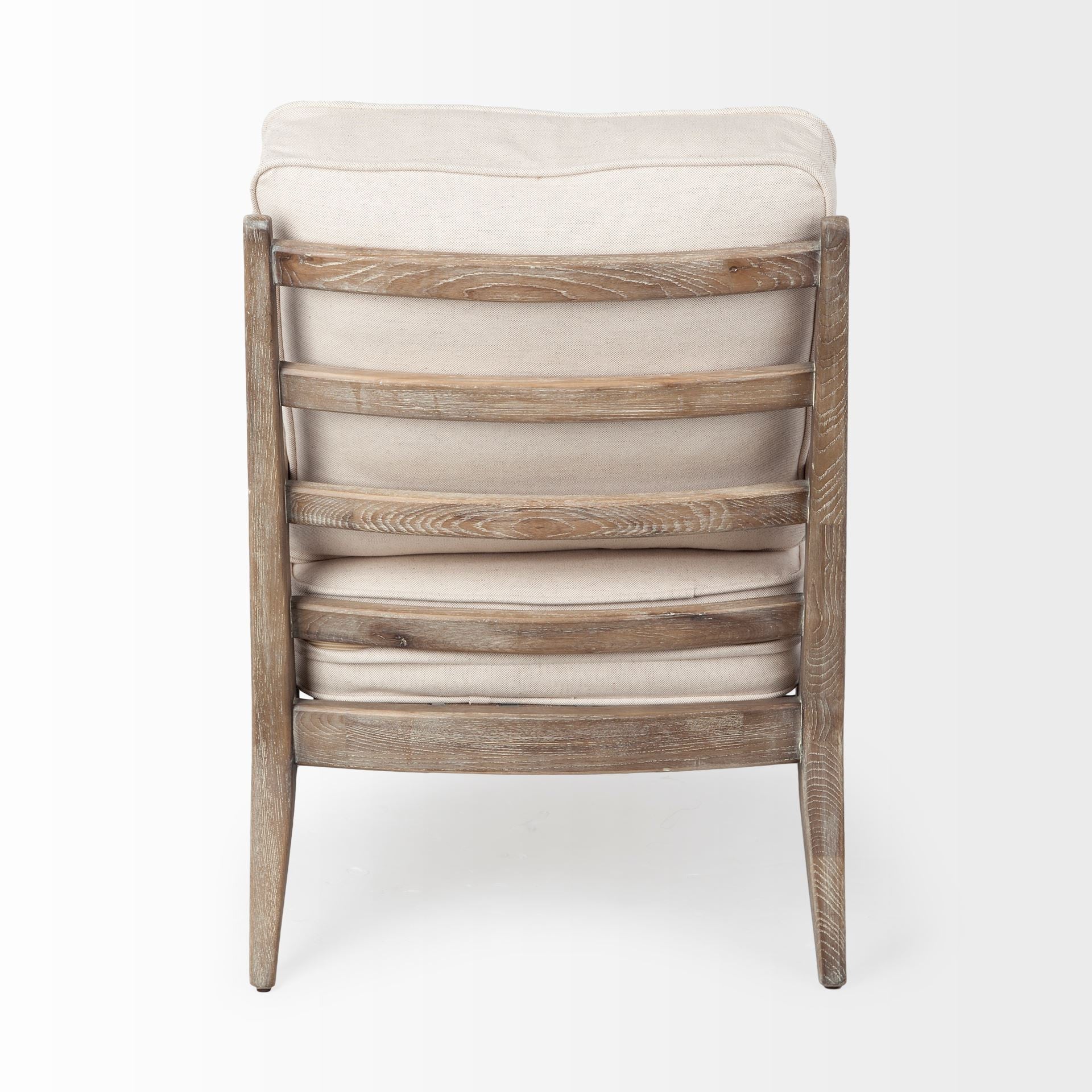 Off White Fabric Seat Accent Chair with Ash Wood Frame By Homeroots - Image 4