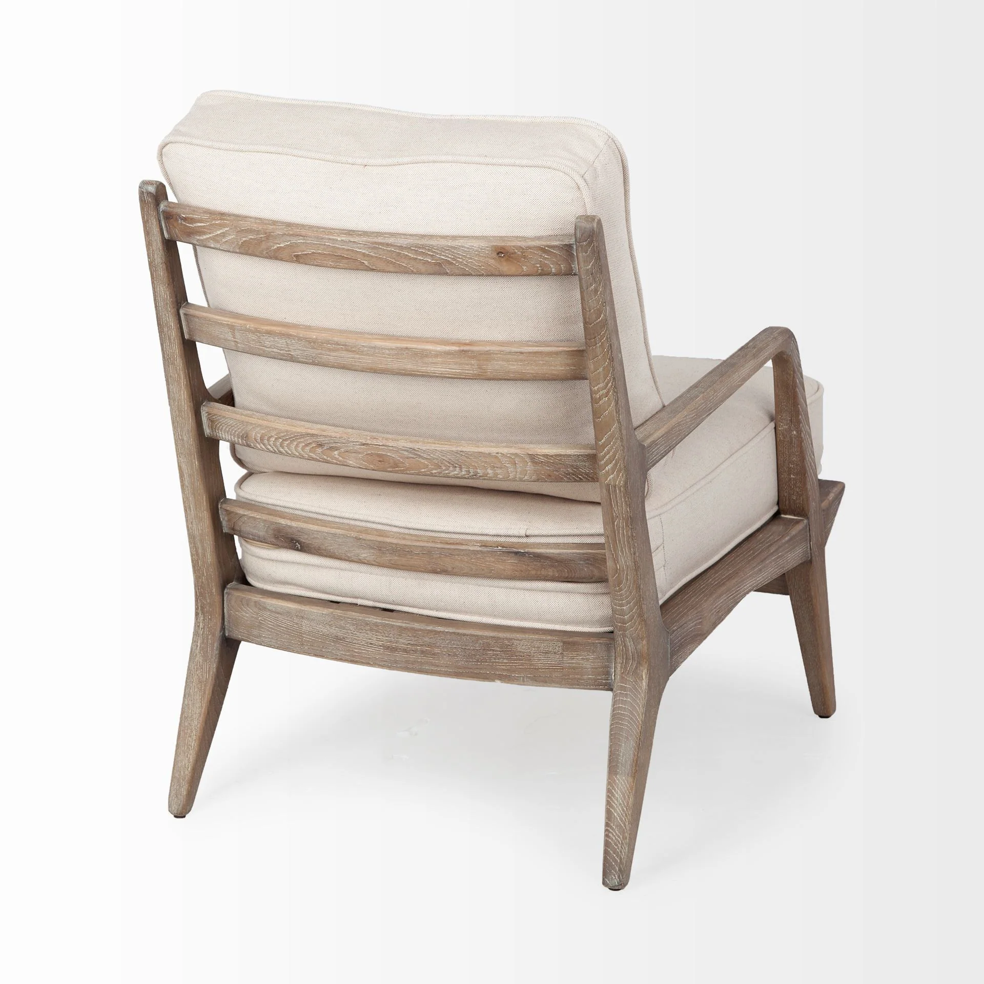 Off White Fabric Seat Accent Chair with Ash Wood Frame By Homeroots - Image 5