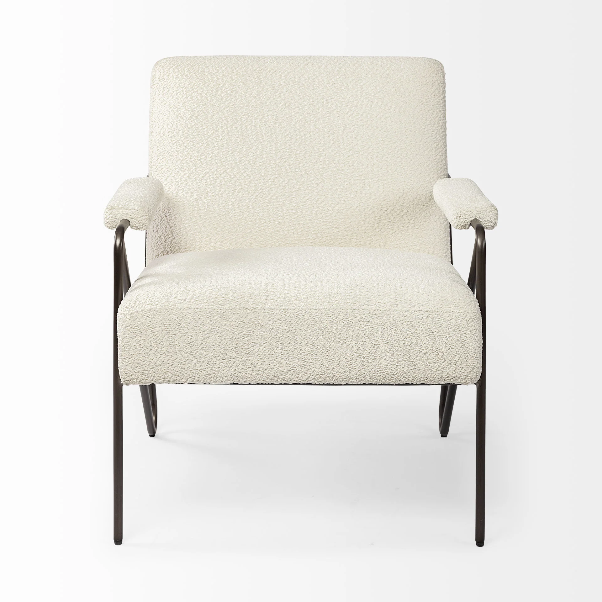 Off White Fabric Wrap Accent Chair with Metal Frame By Homeroots - Image 3