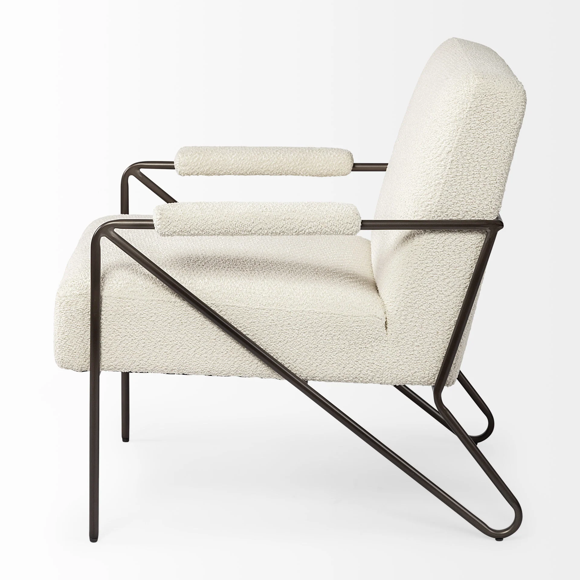 Off White Fabric Wrap Accent Chair with Metal Frame By Homeroots - Image 4