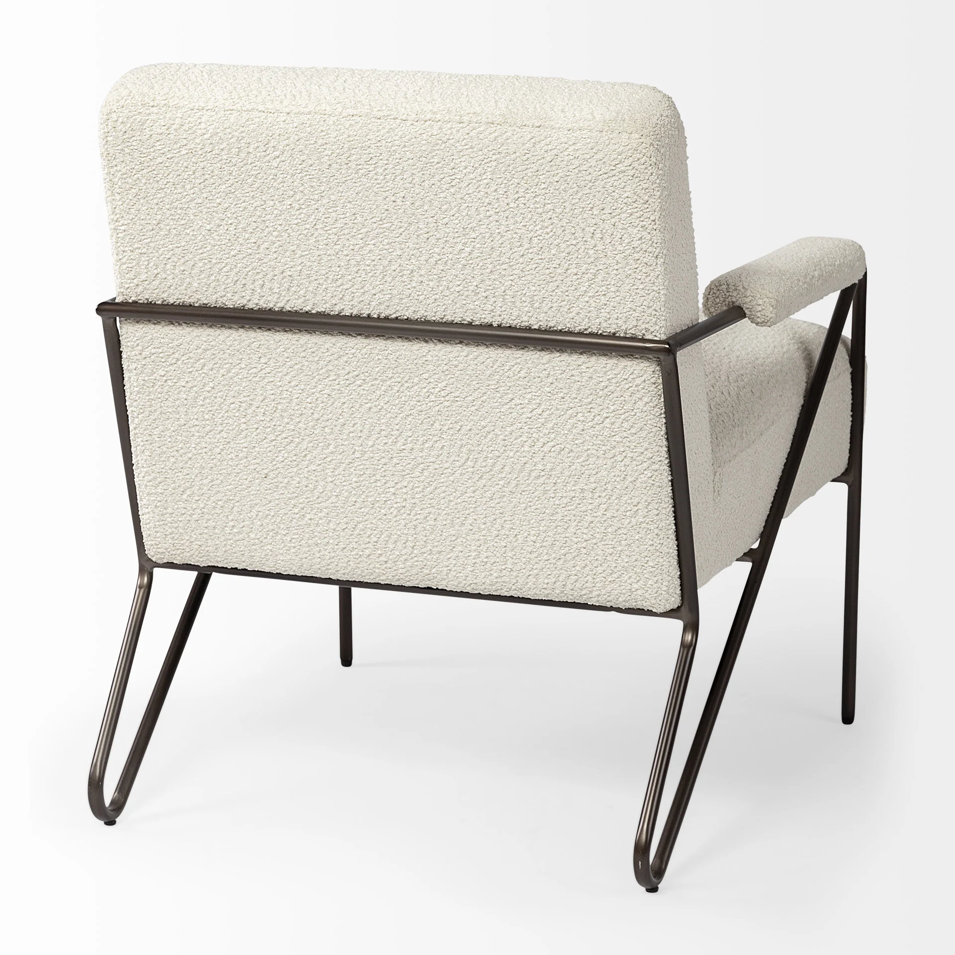 Off White Fabric Wrap Accent Chair with Metal Frame By Homeroots - Image 6