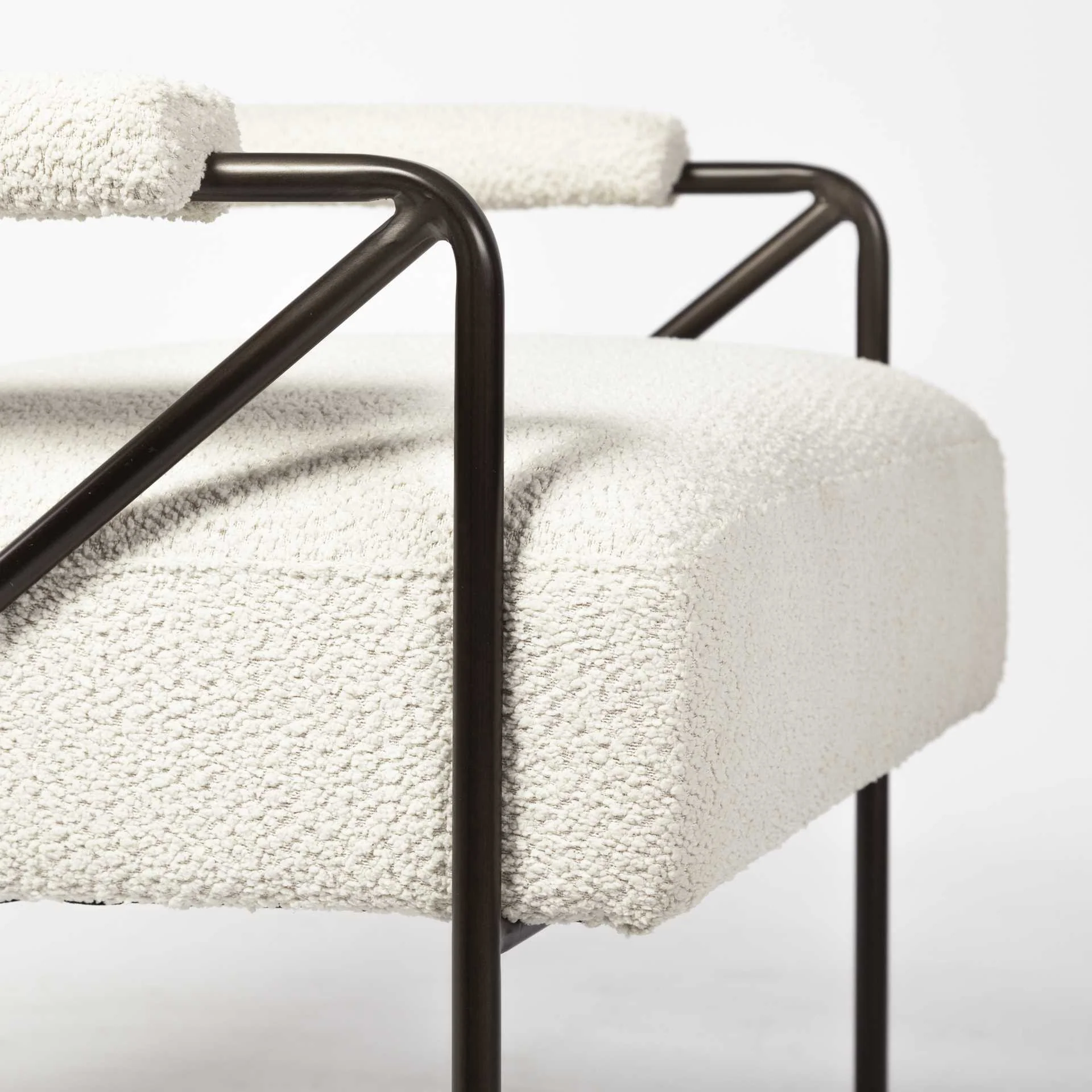 Off White Fabric Wrap Accent Chair with Metal Frame By Homeroots - Image 8