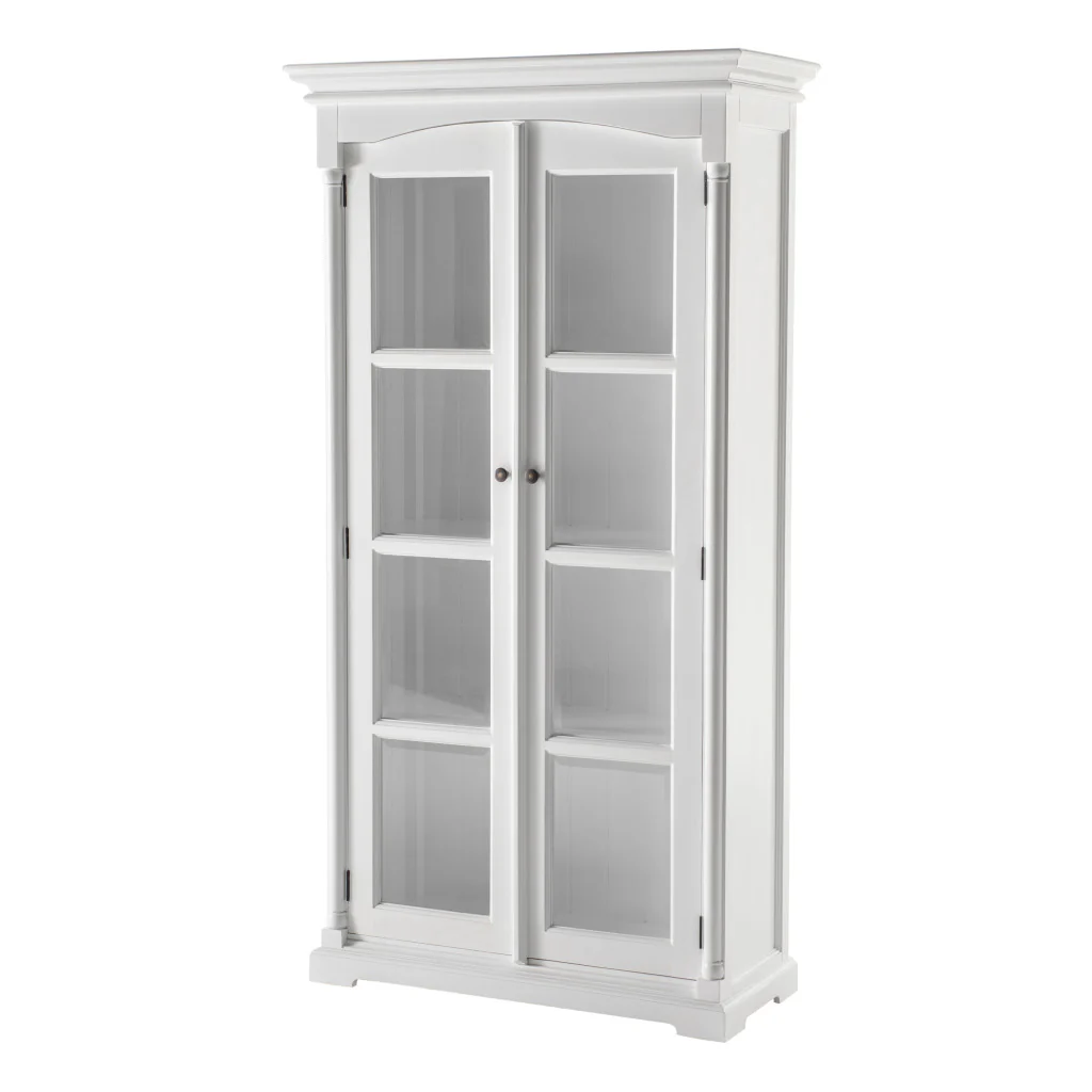 Off White Solid Wood Frame Curio Cabinet With Glass Doors By Homeroots - Image 3