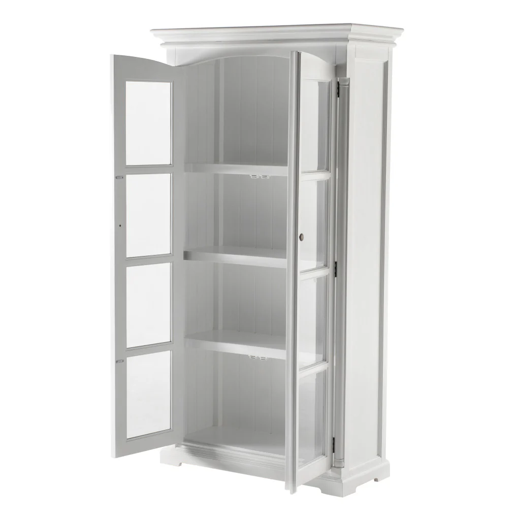 Off White Solid Wood Frame Curio Cabinet With Glass Doors By Homeroots - Image 4