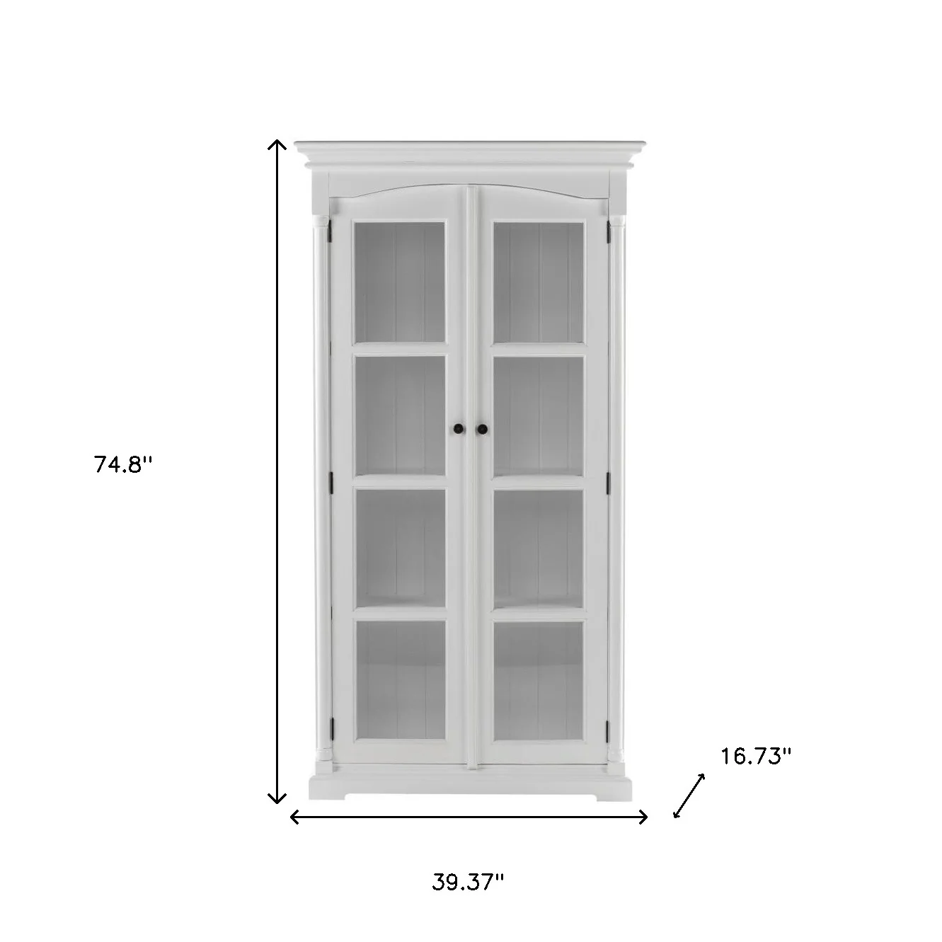 Off White Solid Wood Frame Curio Cabinet With Glass Doors By Homeroots - Image 6