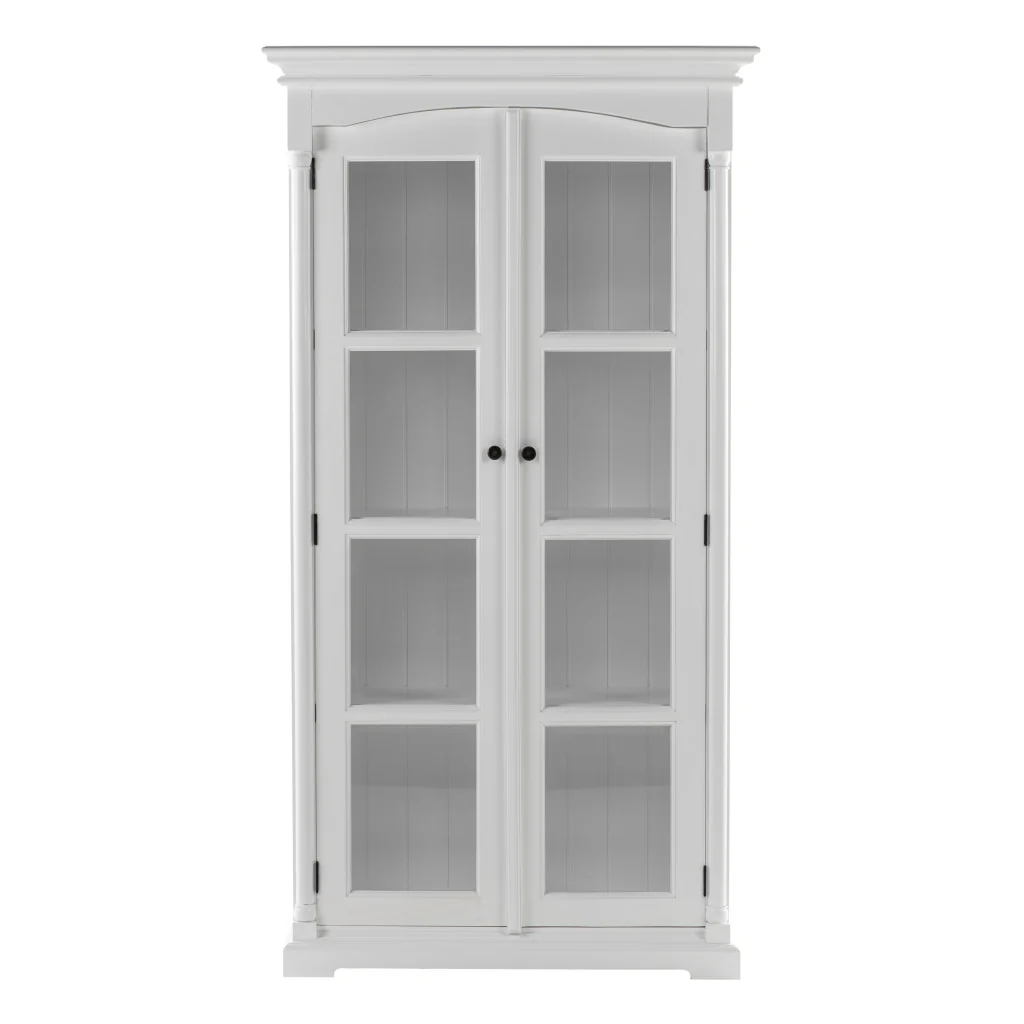 Off White Solid Wood Frame Curio Cabinet With Glass Doors By Homeroots - Image 7