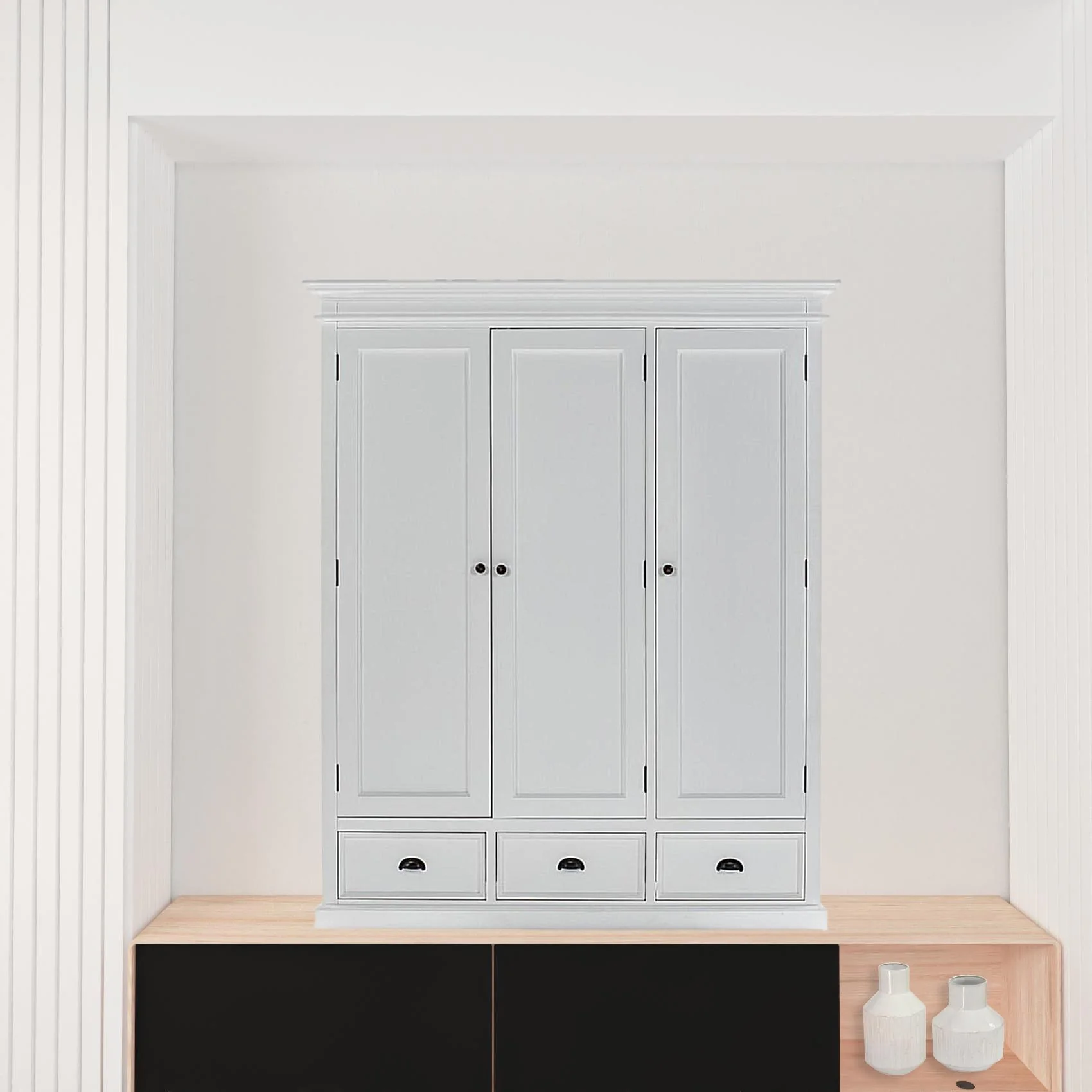 Off White Solid Wood Frame Standard Curio Cabinet With Six Shelves By Homeroots - Image 5