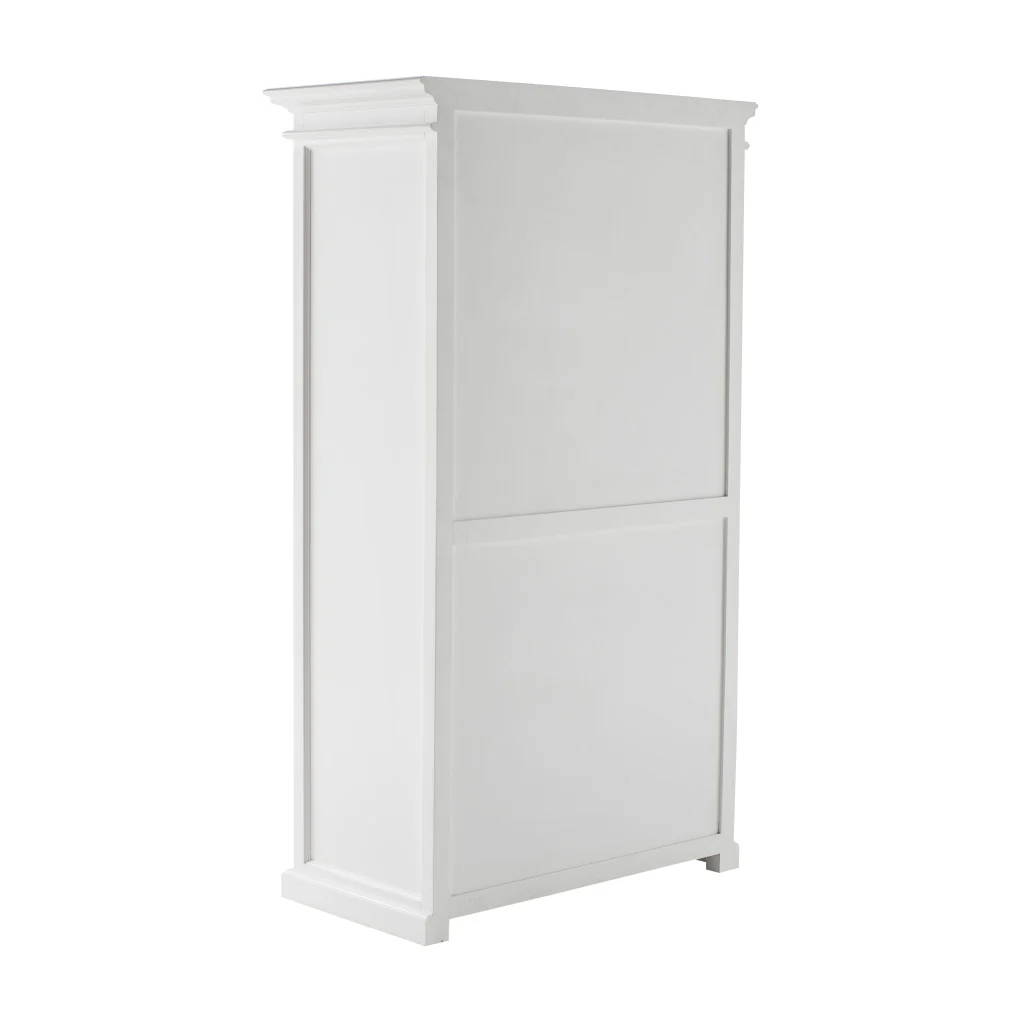 Off White Solid Wood Frame Wardrobe With Five Shelves And Two Drawers By Homeroots - Image 5