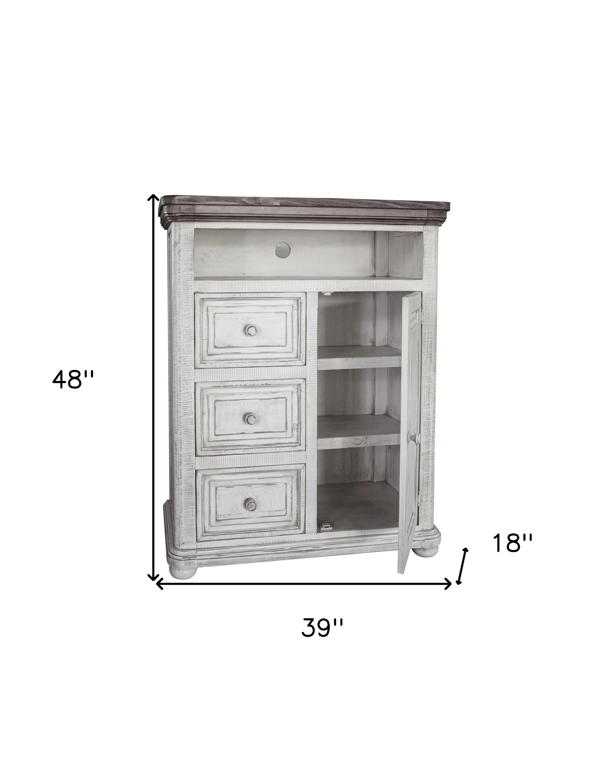 Off White Solid Wood Three Drawer Gentlemans Chest By Homeroots - Image 5