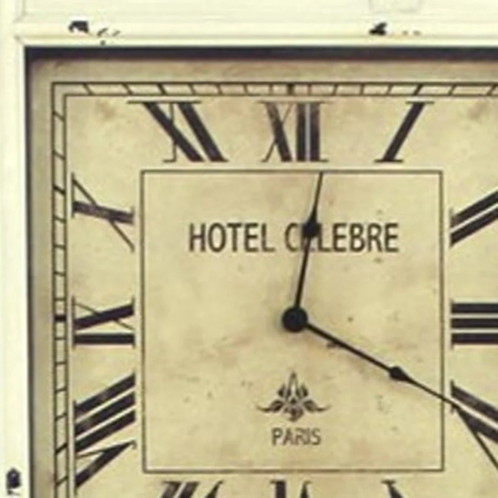 Off White Vintage Look Magazine Rack With Clock By Homeroots - Image 2